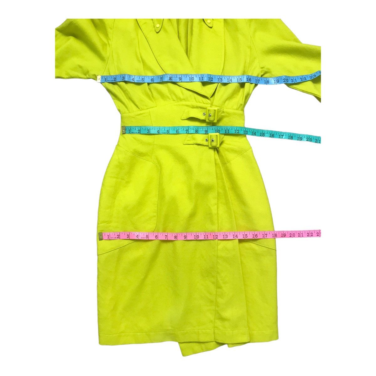 Mugler × Thierry Mugler × Vintage Thierry Mungler Wool Lime Green Dress Size ONE SIZE - 4 Thumbnail