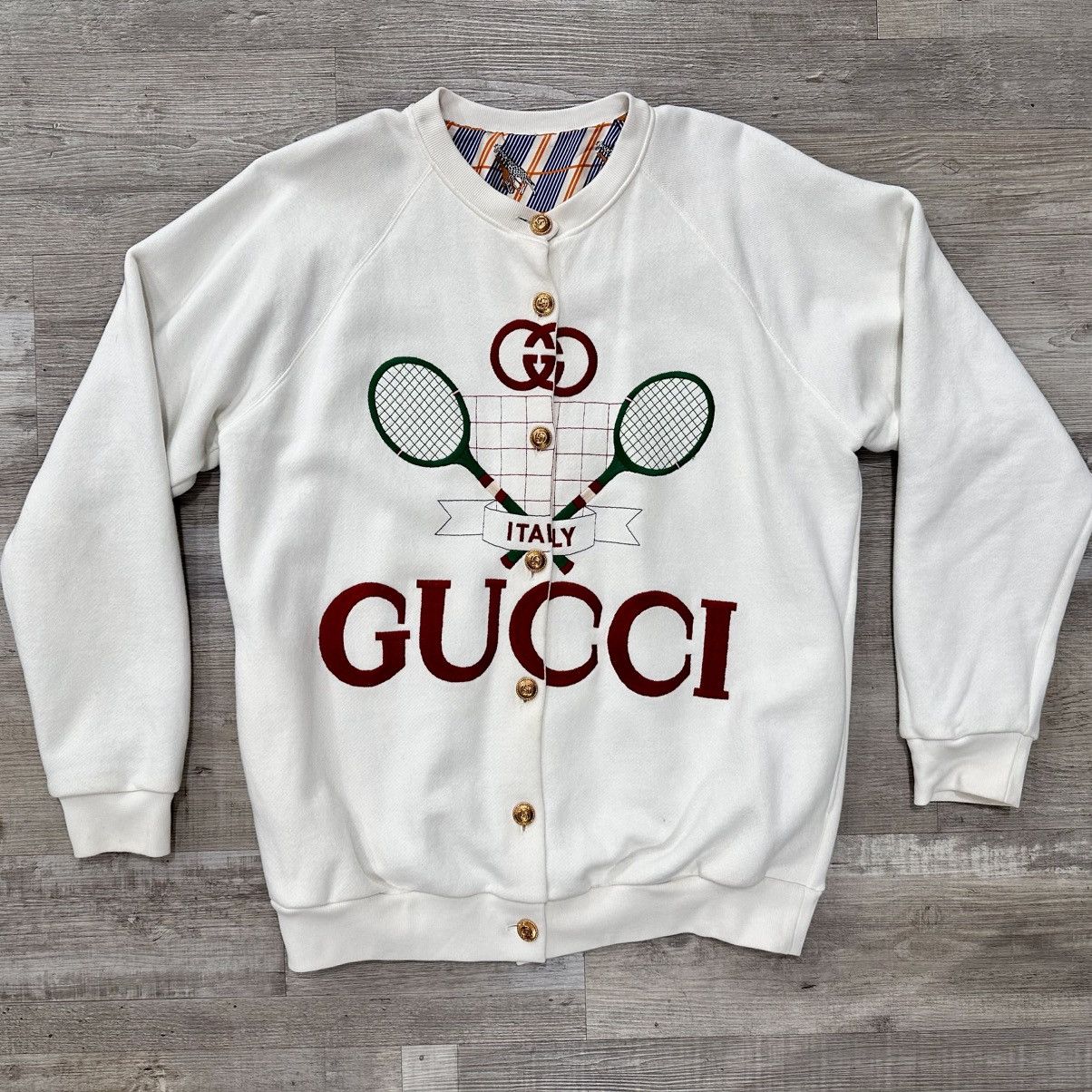 Gucci GUCCI REVERSIBLE GIRAFFE TENNIS EMBROIDERED CARDIGAN SIZE M Size M / US 6-8 / IT 42-44 - 1 Thumbnail