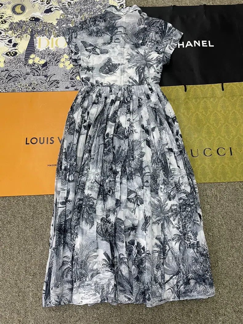 Dior Dior Printed short-sleeved long dress Size XXS / US 00 / IT 34 - 4 Thumbnail
