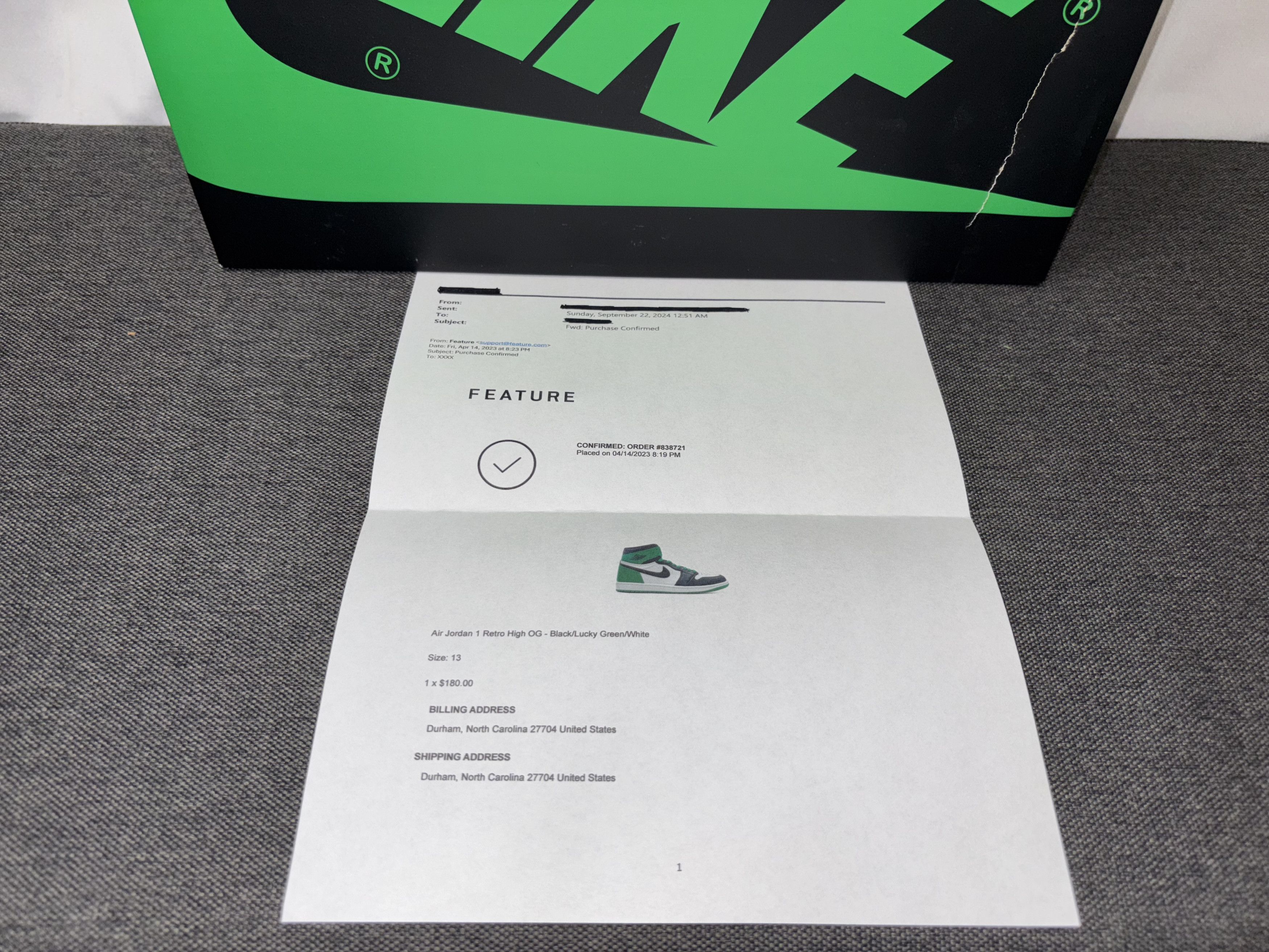 Jordan Brand Nike Air Jordan 1 Retro High OG Lucky Green DZ5485-031 Size US 13 / EU 46 - 16 Thumbnail