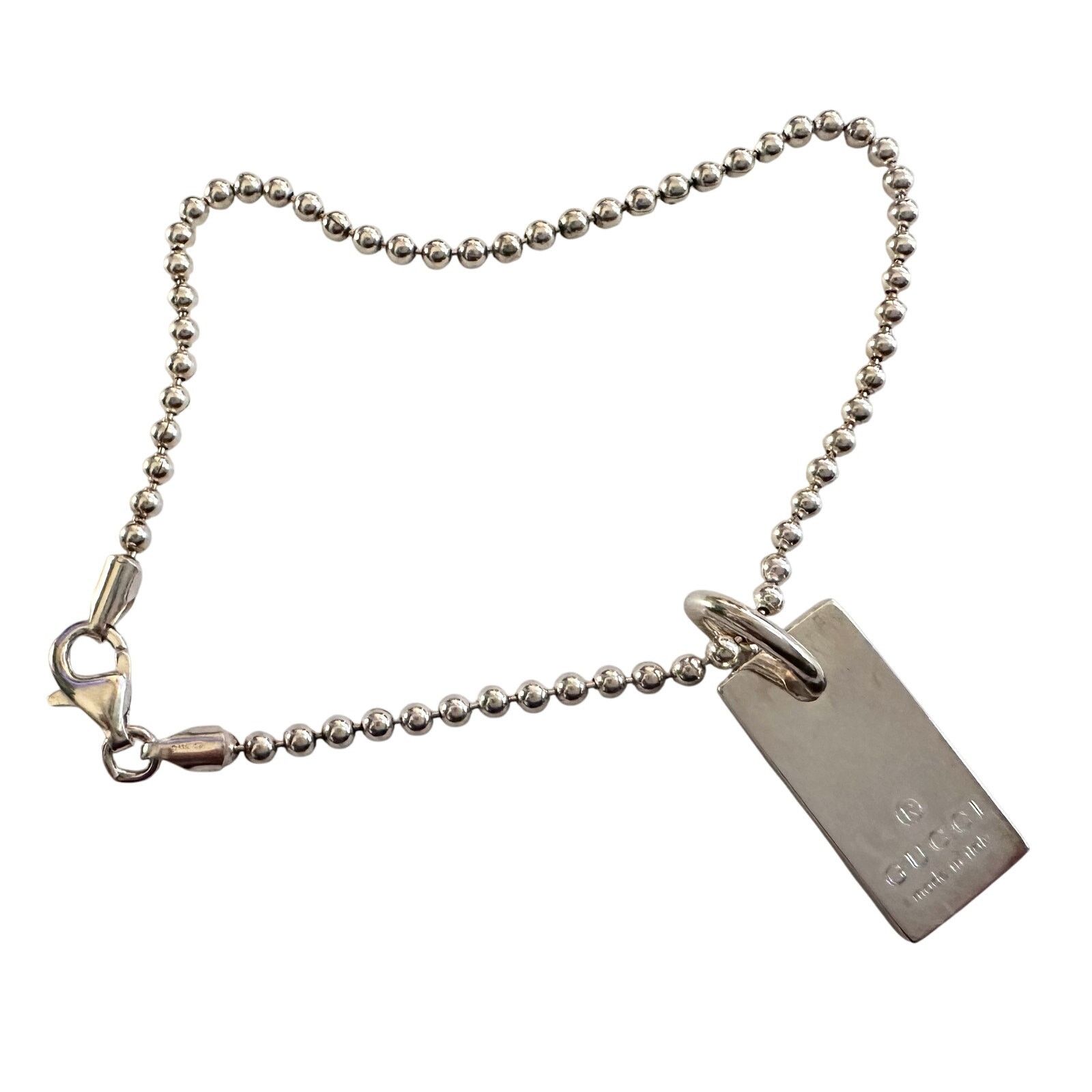 Gucci Gucci Silver Bar Logo Ball Chain Bracelet Size ONE SIZE - 4 Thumbnail