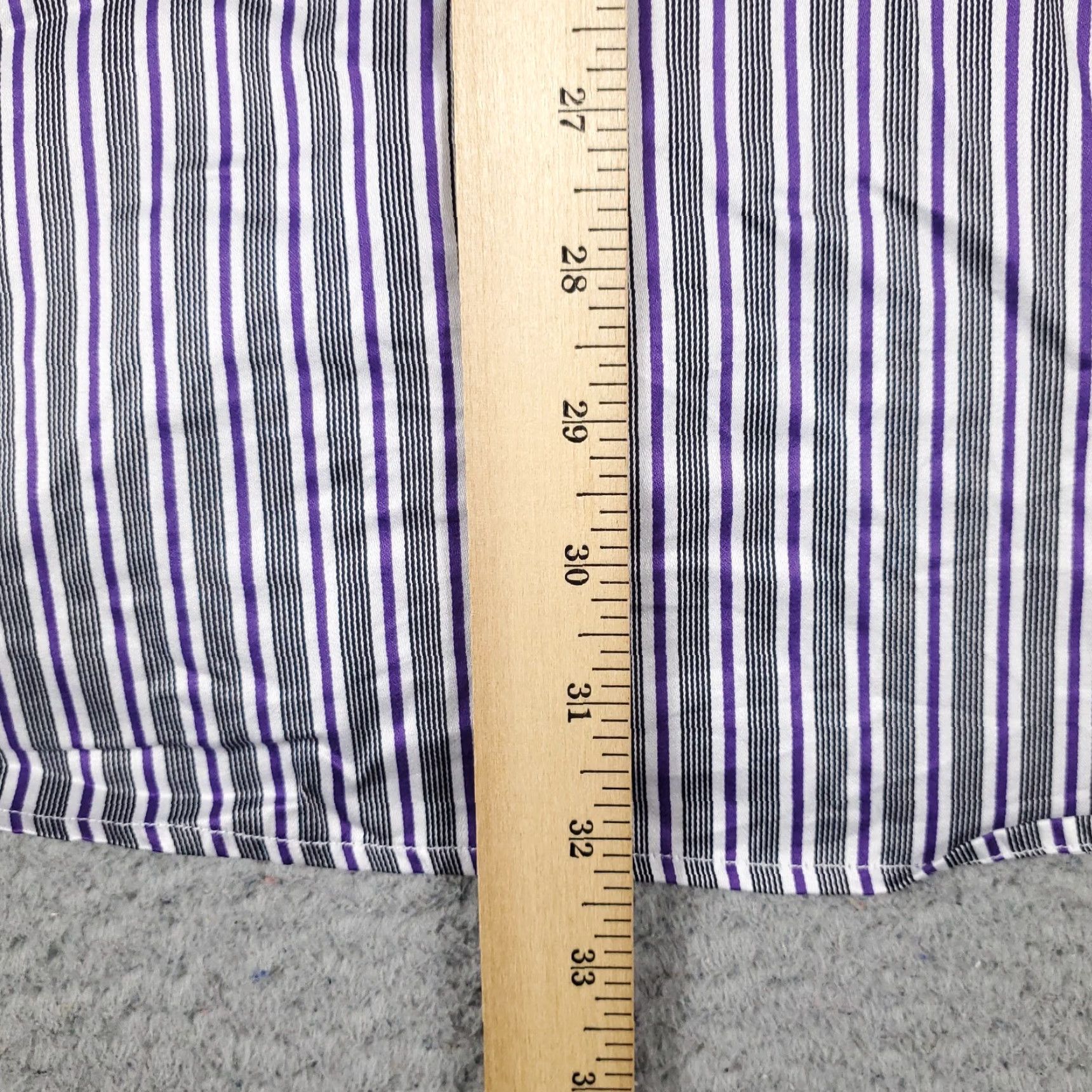 BUGATCHI Bugatchi Uomo Dress Shirt Mens 17.5 Purple Striped Button Up Long Sleeve Size 46R - 4 Thumbnail