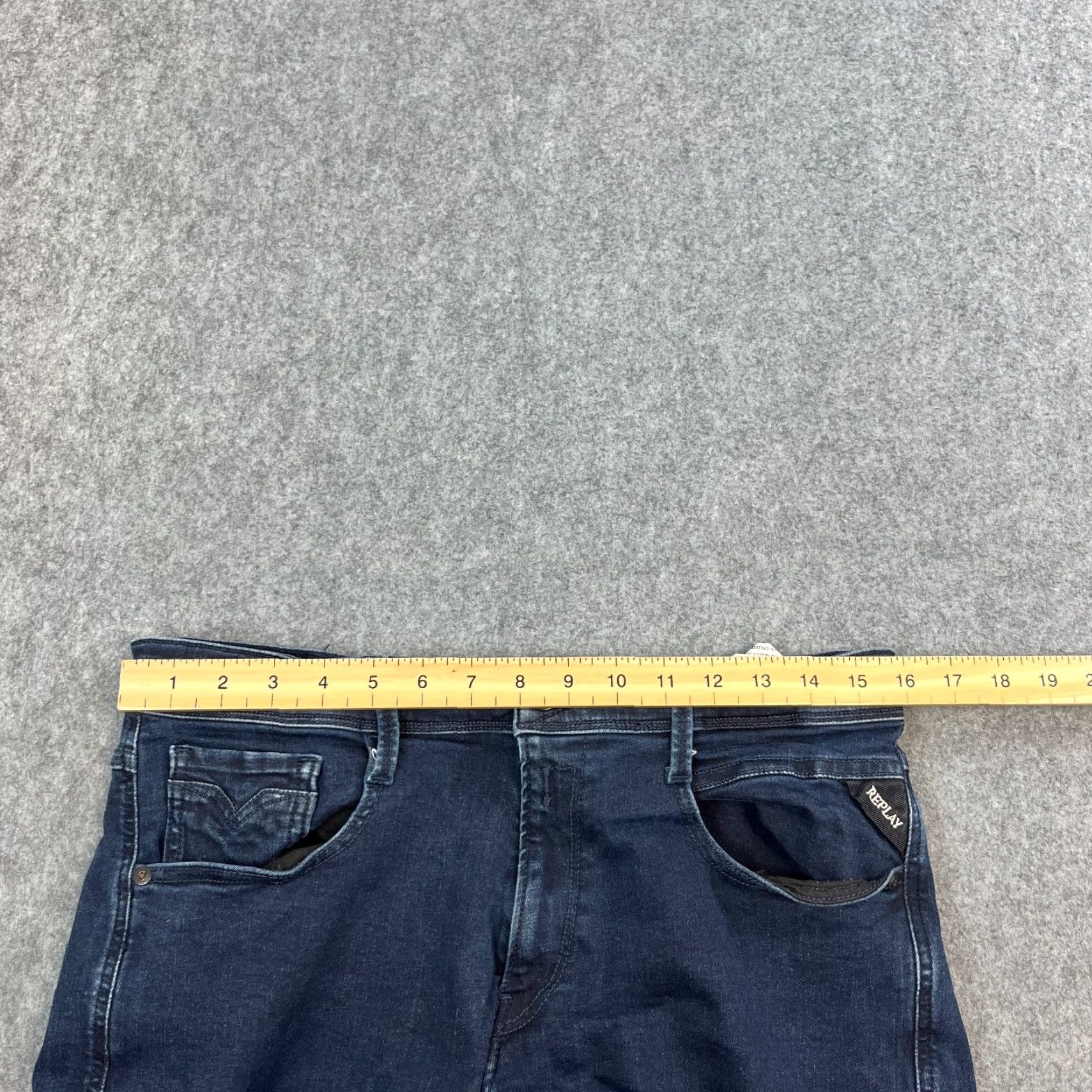 Replay Replay Anbass Mens Jeans Slim Skinny 32 Dark Wash Blue Stretch Zip Fly Denim 5-Pocket Style Slim Men Jeans Brand Replay Anbass Size US 32 / EU 48 - 6 Thumbnail