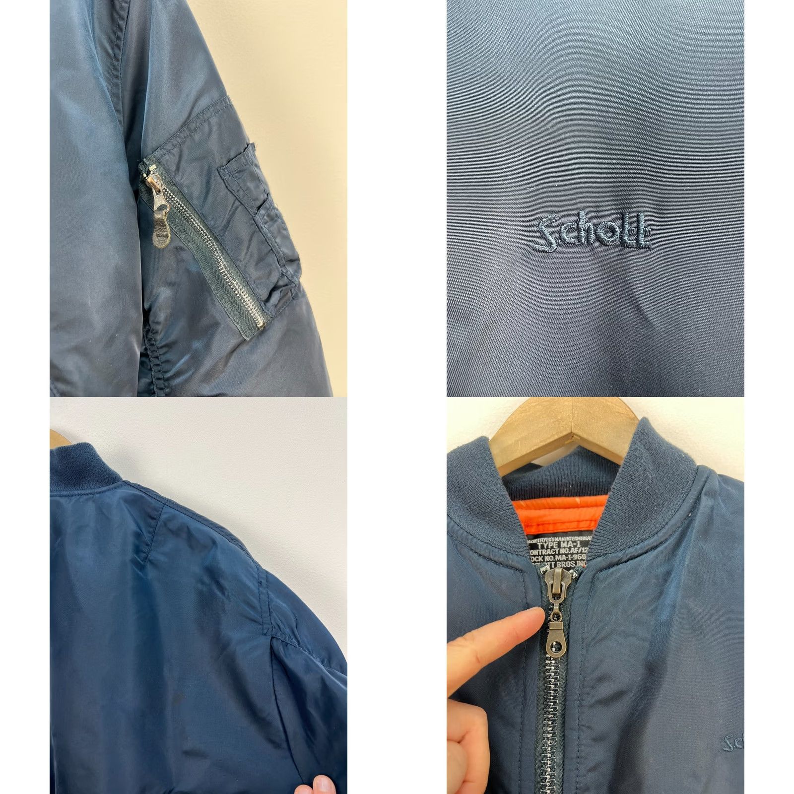 Schott VINTAGE Schott NYC MA-1 Flight Bomber Jacket Blue Nylon Men's Size M/L Size US M / EU 48-50 / 2 - 9 Thumbnail