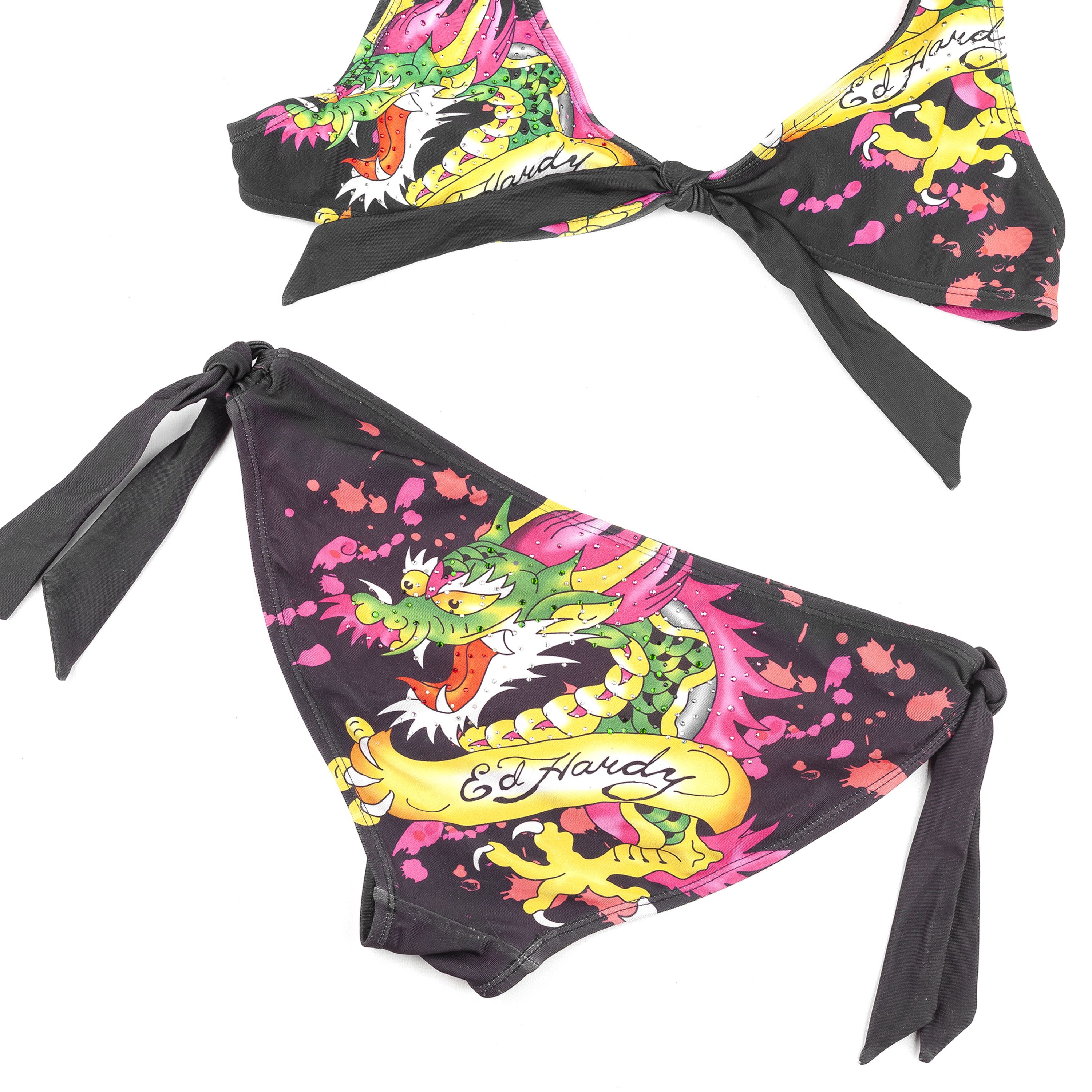 Ed Hardy Ed Hardy by Christian Audigier Black Tattoo Bikini (XL) Size ONE SIZE - 2 Thumbnail