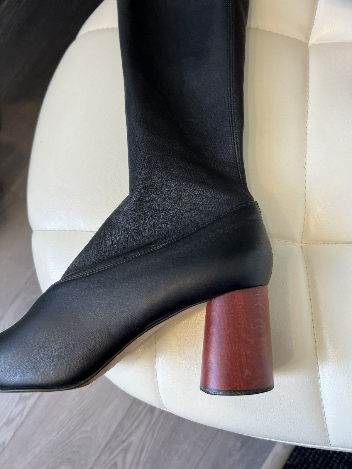 Helmut Lang Helmut Lang Black Leather Knee-High Boots Block Heel Size 39 Size US 9 / IT 39 - 4 Thumbnail