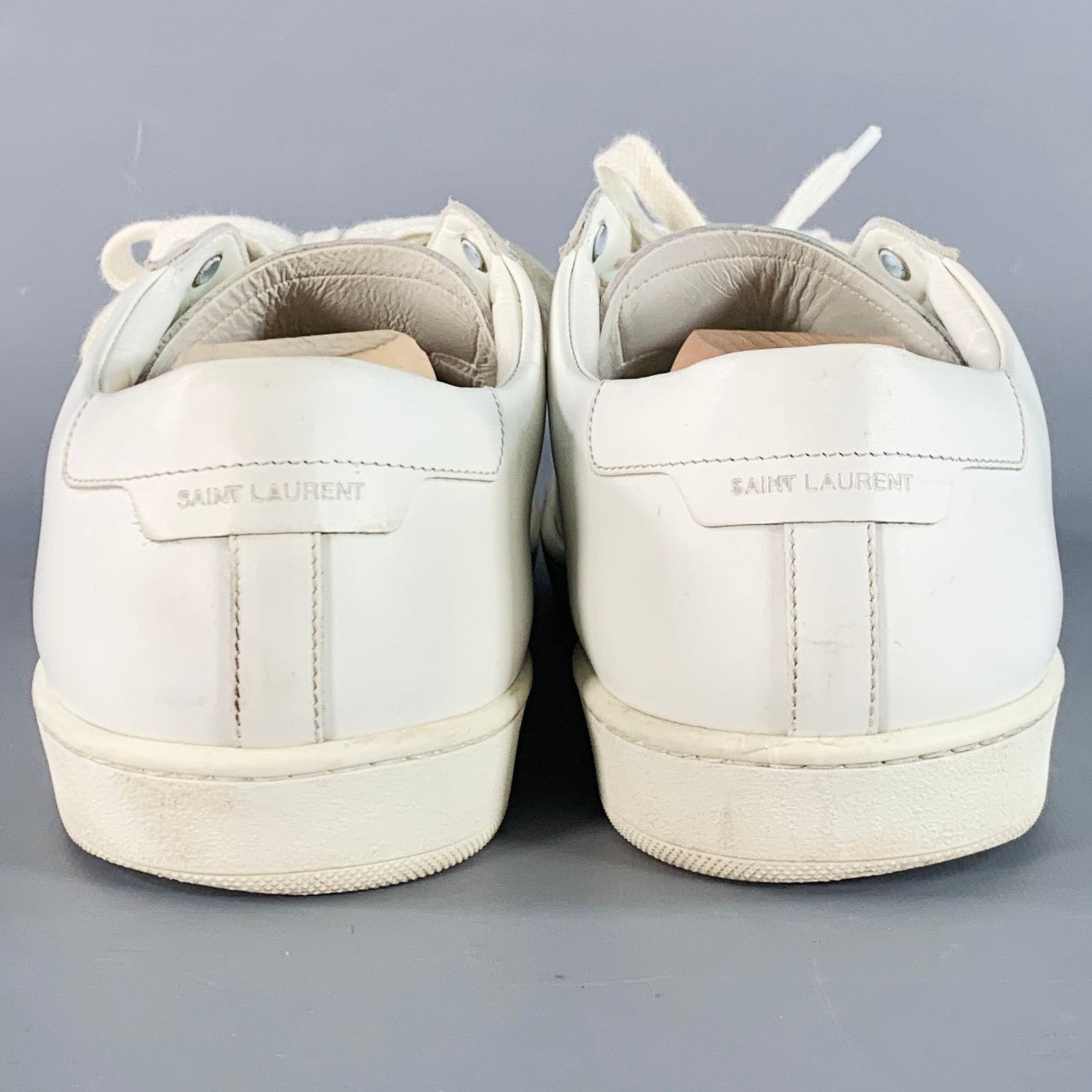 Saint Laurent Paris SAINT LAURENT Size 15 White Leather Low Top Lace-Up Sneakers Size US 15 / EU 48 - 3 Thumbnail