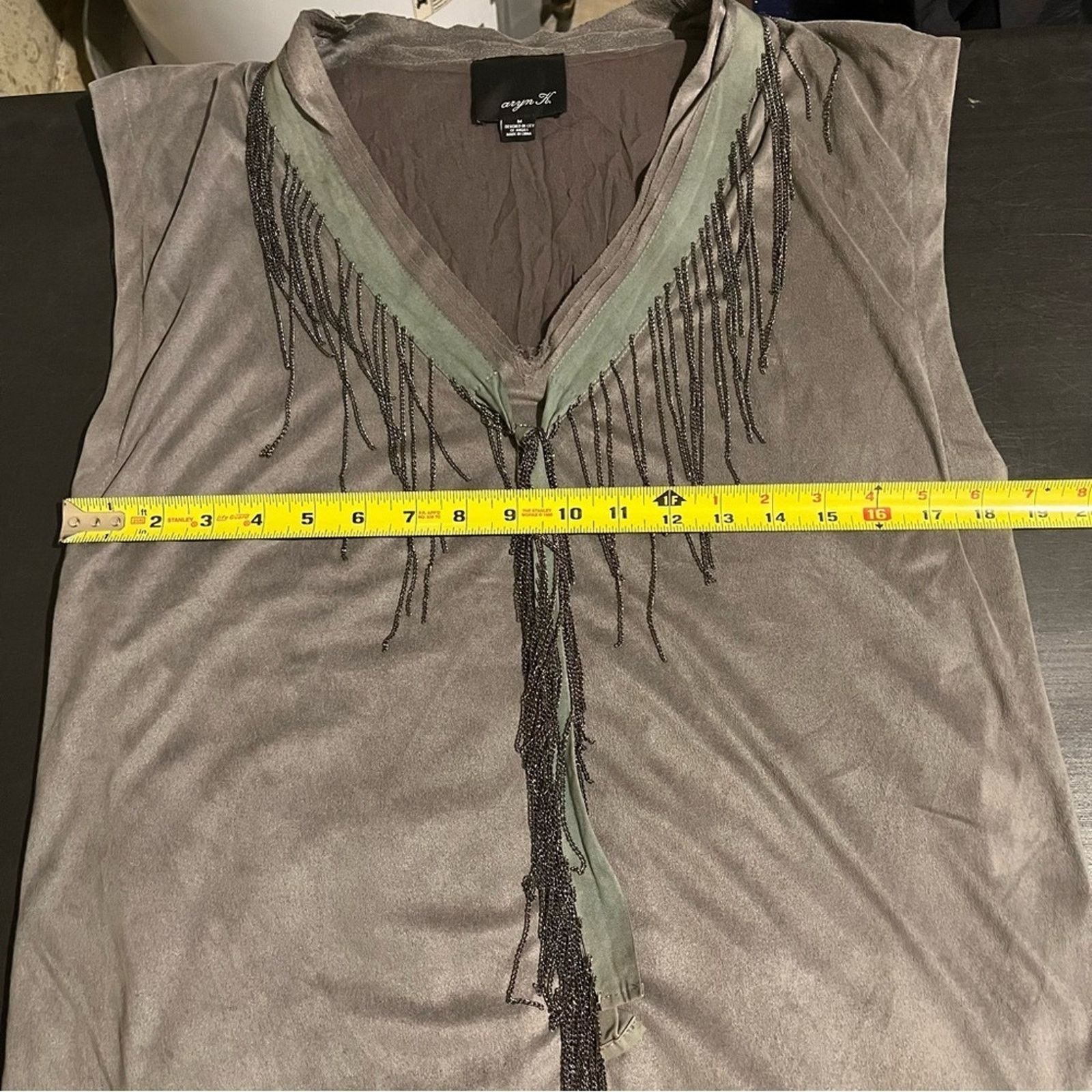 Other Aryn K Tank Top Women's Size M Grey Faux Leather Size M / US 6-8 / IT 42-44 - 7 Thumbnail
