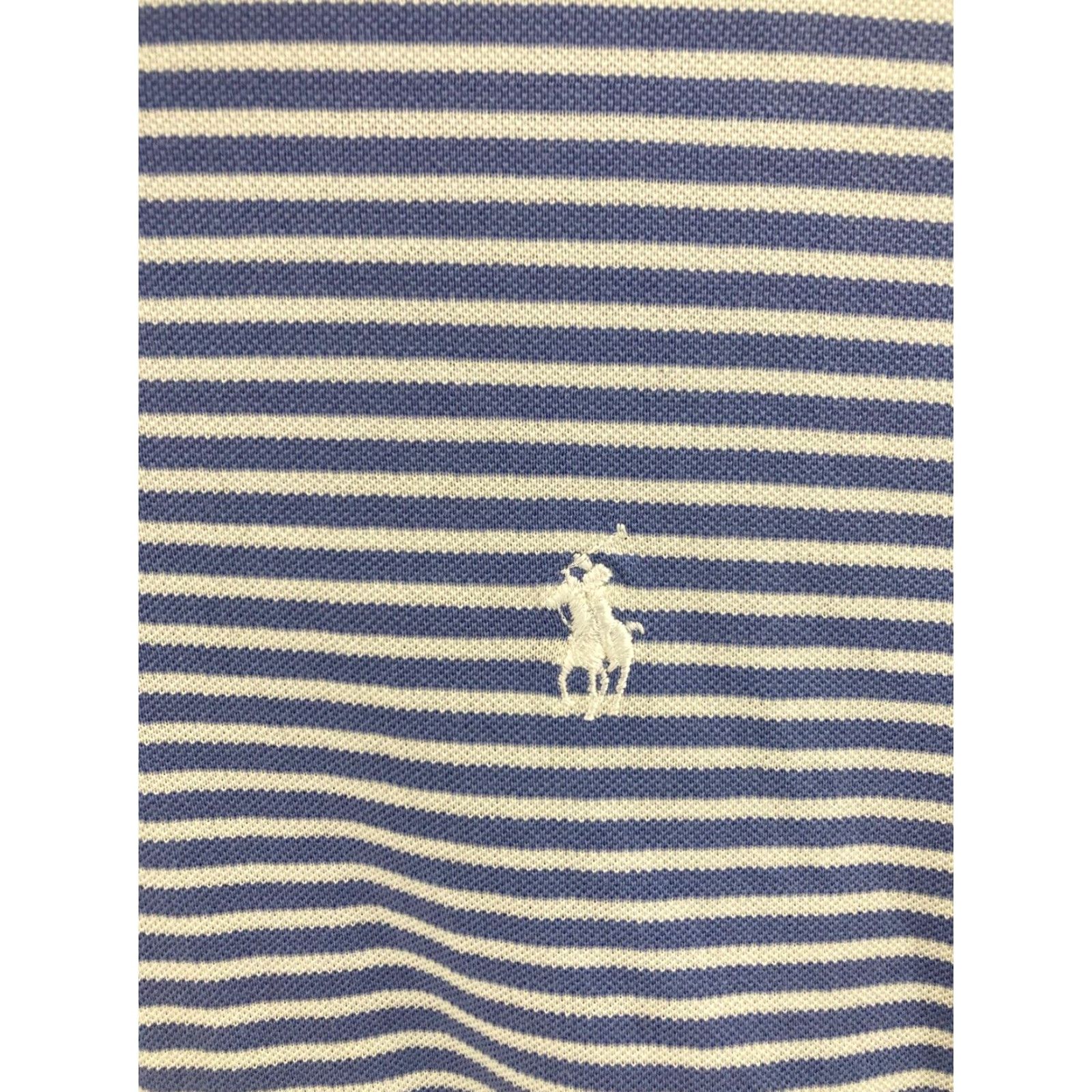 Ralph Lauren Polo Golf Shirt Mens Large Blue Striped Short Sleeve Embroidered Activewear Size US L / EU 52-54 / 3 - 4 Thumbnail