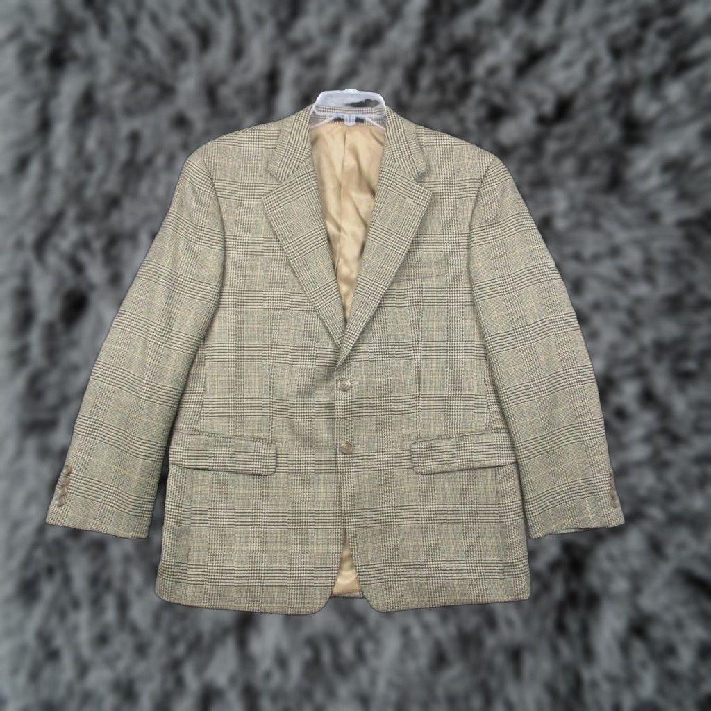 Ralph Lauren VINTAGE Lauren Ralph Lauren Blazer Mens 40 Wool Glen Plaid Houndstooth Jacket Classic Sport Coat Regular Brown Wool Blazer Mens 40 Lauren Ralph Lauren Size 40R - 1 Thumbnail
