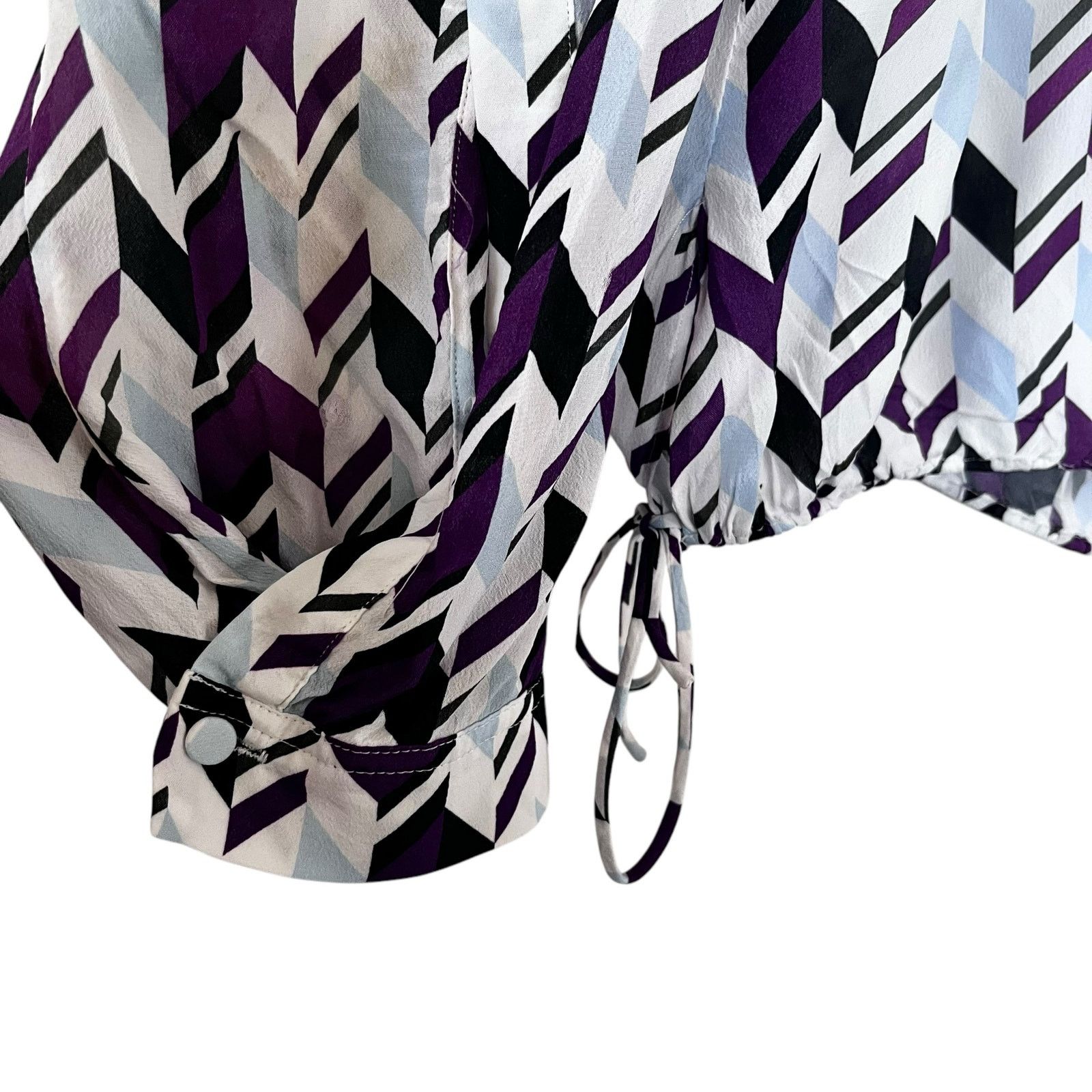 DOROTHEE SCHUMACHER Dorothee Schumacher Purple Geometric Print Fluid Blouse Size L / US 10 / IT 46 - 7 Thumbnail
