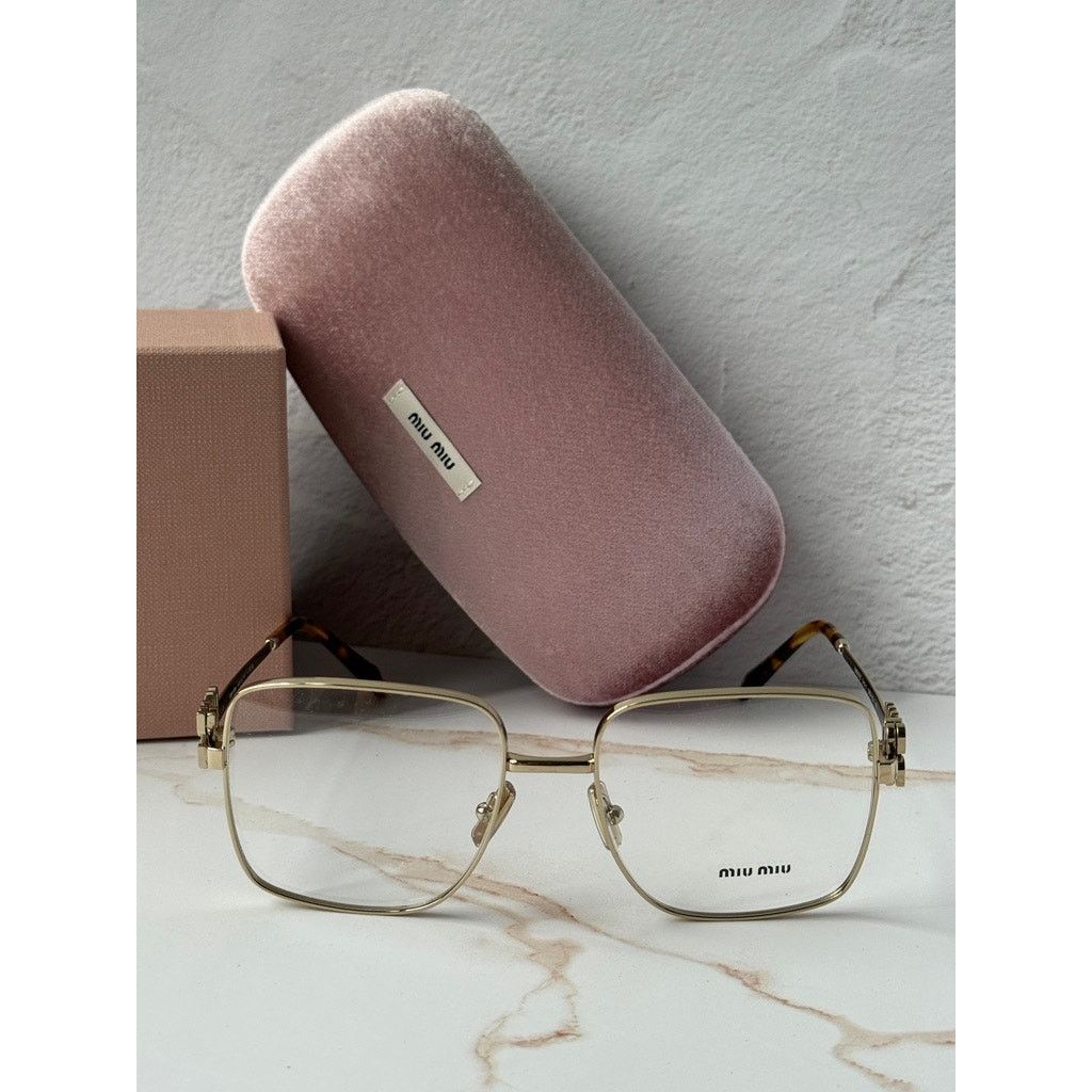 Miu Miu NEW Miu Miu M51XV Gold Square Logo Eyeglasses Frames Size ONE SIZE - 5 Thumbnail