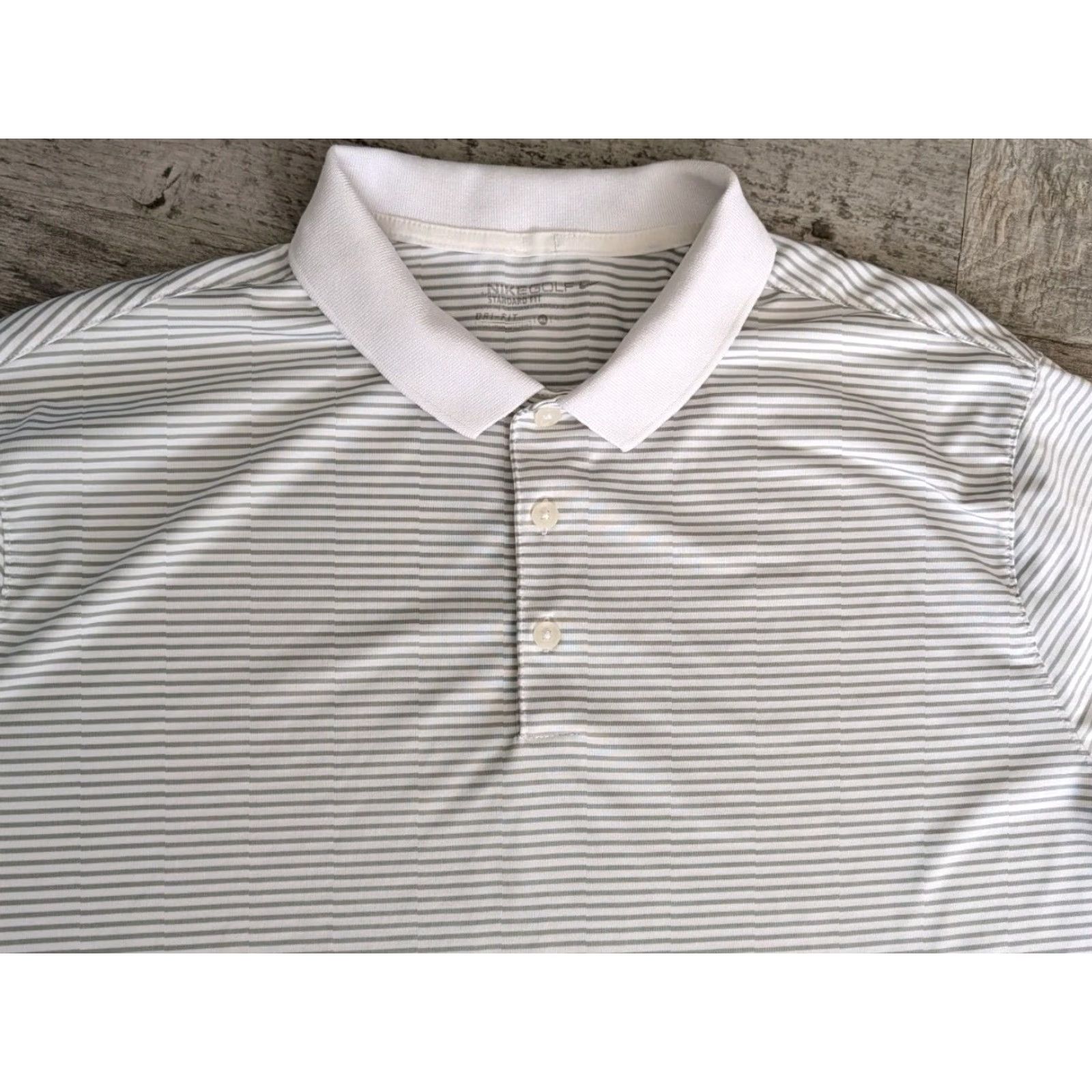 Nike Nike Golf Polo Shirt Mens XL Gray Striped Dri-FIT Standard Fit Performance Top Size US XL / EU 56 / 4 - 2 Thumbnail