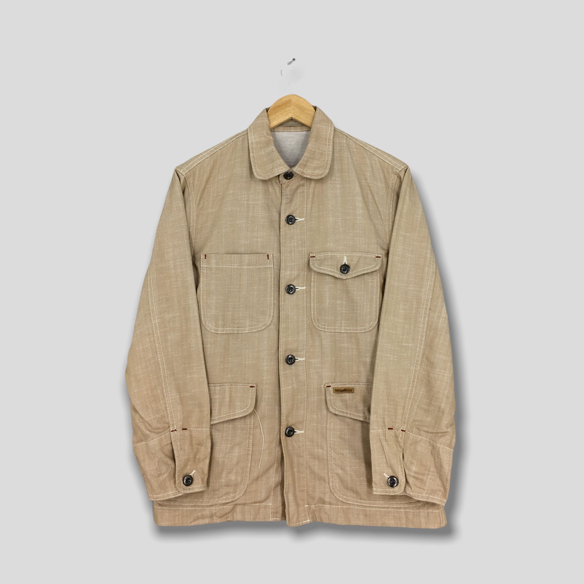 Lacoste Vintage 90s Crocodile Chore Denim Work Jacket Medium Size US M / EU 48-50 / 2 - 1 Thumbnail