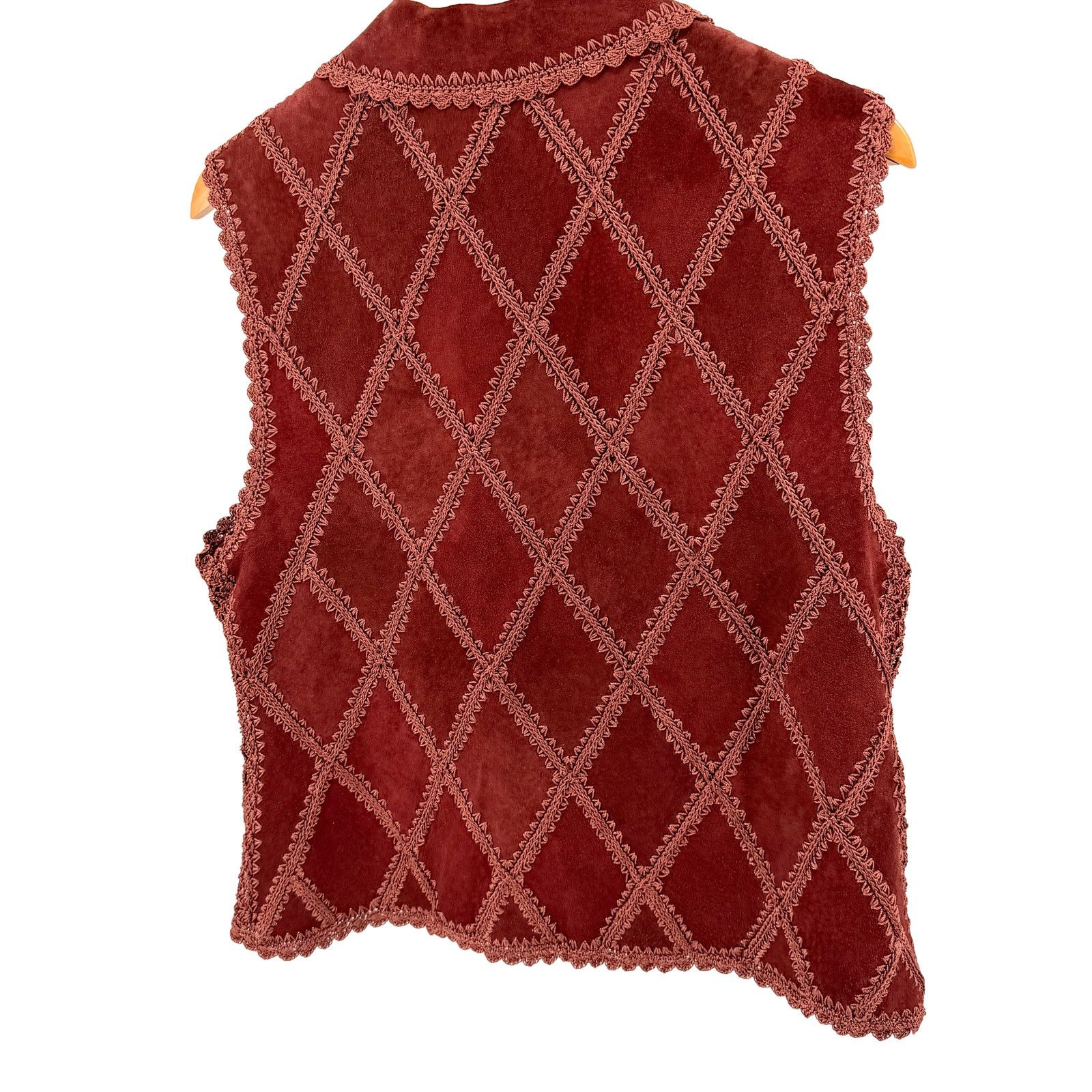Double D Ranch Vintage 90s Maroon Genuine Suede Concho Button Vest Size M / US 6-8 / IT 42-44 - 5 Thumbnail