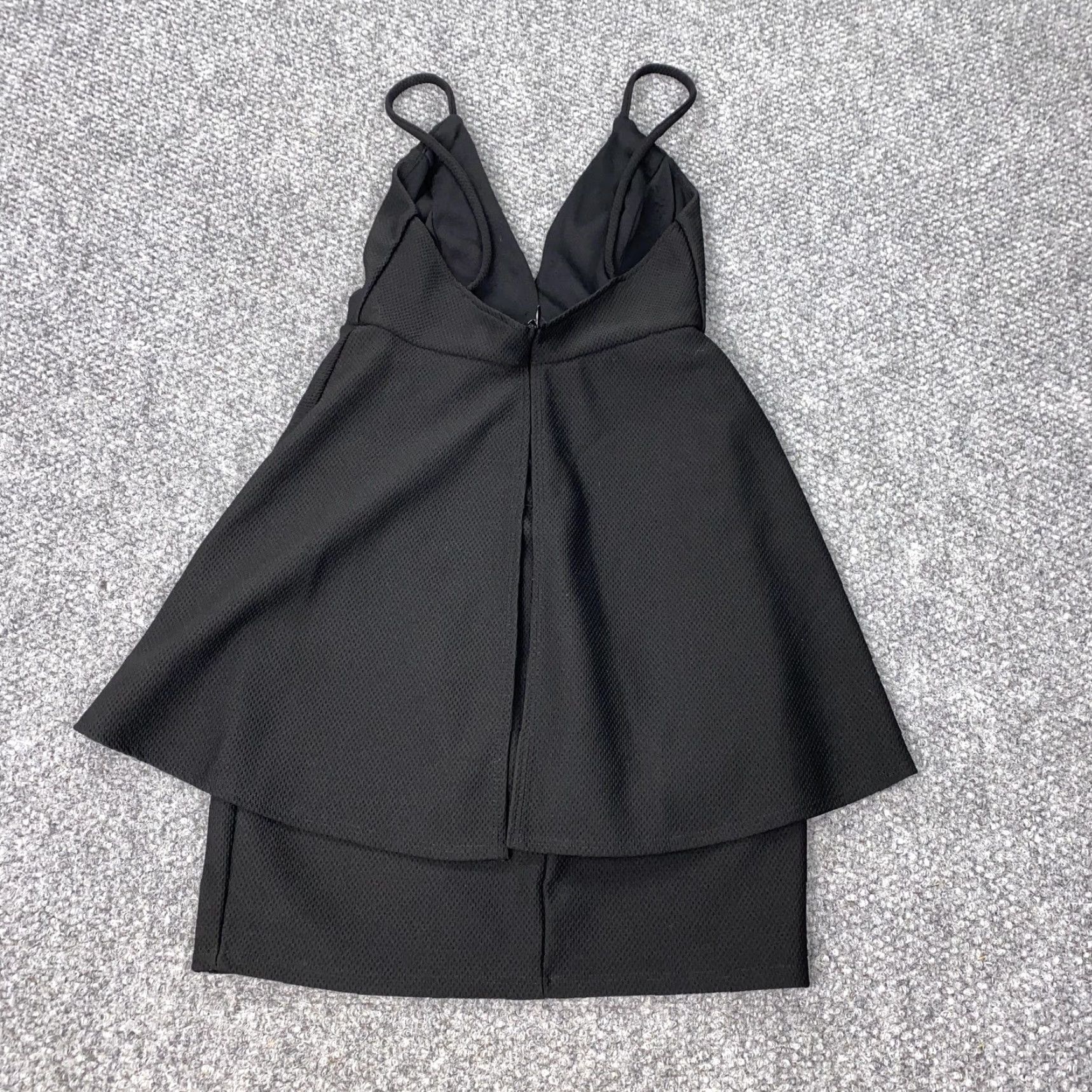 Lulus Lulus Dress Womens Small Black Flare Mini Cocktail Party Strappy Textured Layered Size M / US 6-8 / IT 42-44 - 4 Thumbnail