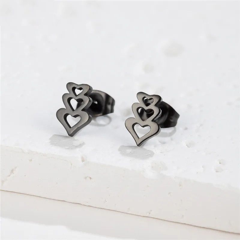 Jewelry Multiple Hearts Stud Earrings Charm Earring Gift Size ONE SIZE - 1 Preview