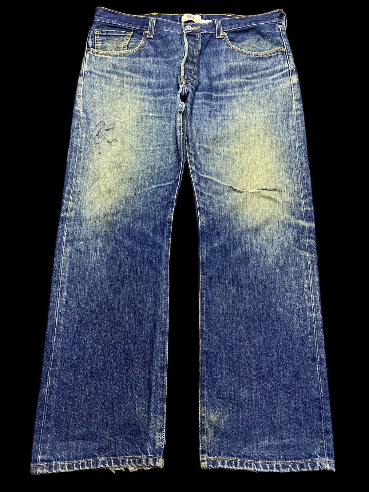Levi's Vintage Levis 501 Y2K Mud Wash Distressed Jeans Size US 38 / EU 54 - 1 Thumbnail
