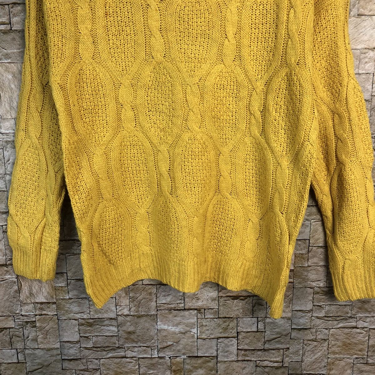 Homespun Knitwear × Japanese Brand × Vintage Japanese Brand Yellow cable Knitwear #A929 Size S / US 4 / IT 40 - 6 Thumbnail