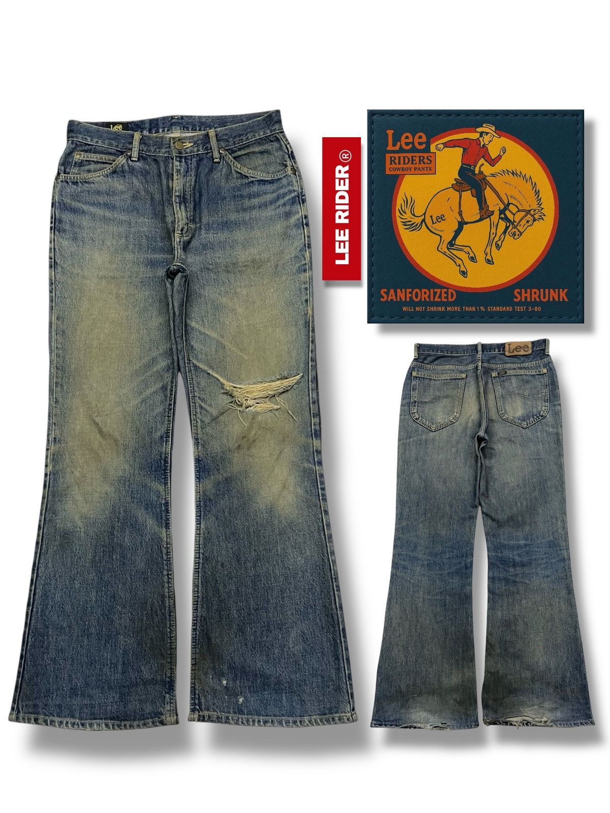 Lee Vintage Lee Riders Japan - Faded Dirty Mud Wash Denim - W31 Size US 31 - 1 Thumbnail