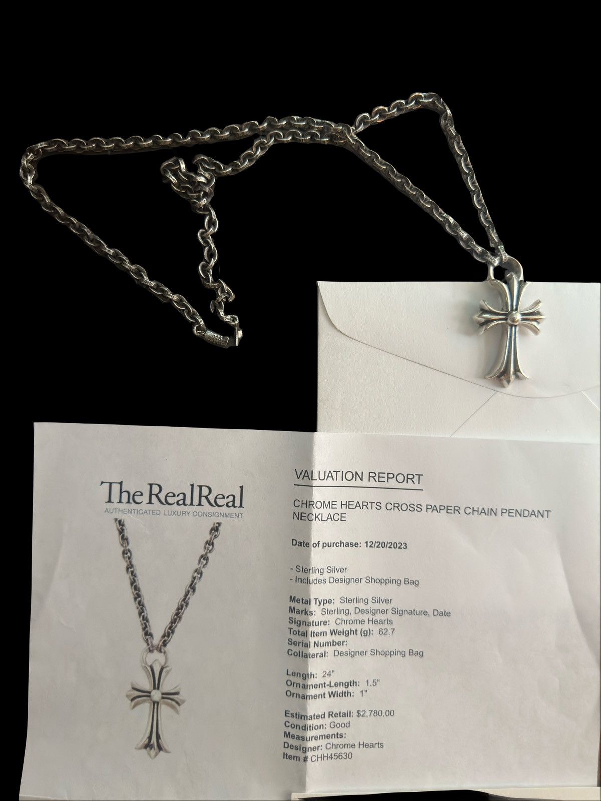 Chrome Hearts Chrome Hearts 24 inch paper chain Cross Pendant