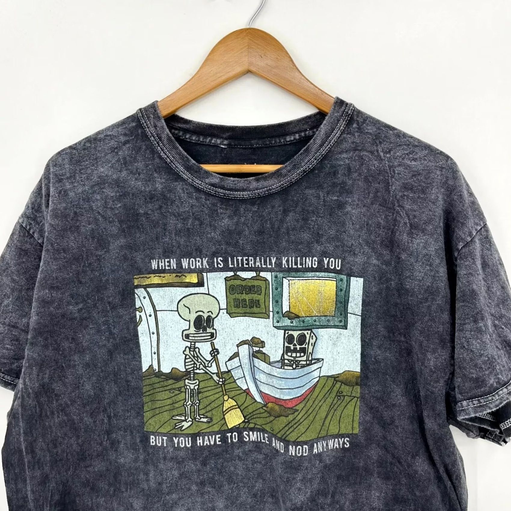 Nickelodeon Nickelodeon Spongebob Squidward T-Shirt Women's XL Gray Short Sleeve Logo 90s Cartoon Size XL / US 12-14 / IT 48-50 - 2 Thumbnail
