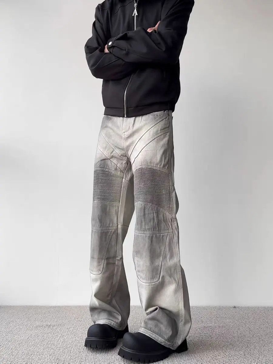 Japanese Brand × Jean Aged Washed Dirty Dyed Biker Denim Trousers Size US 32 / EU 48 - 4 Thumbnail