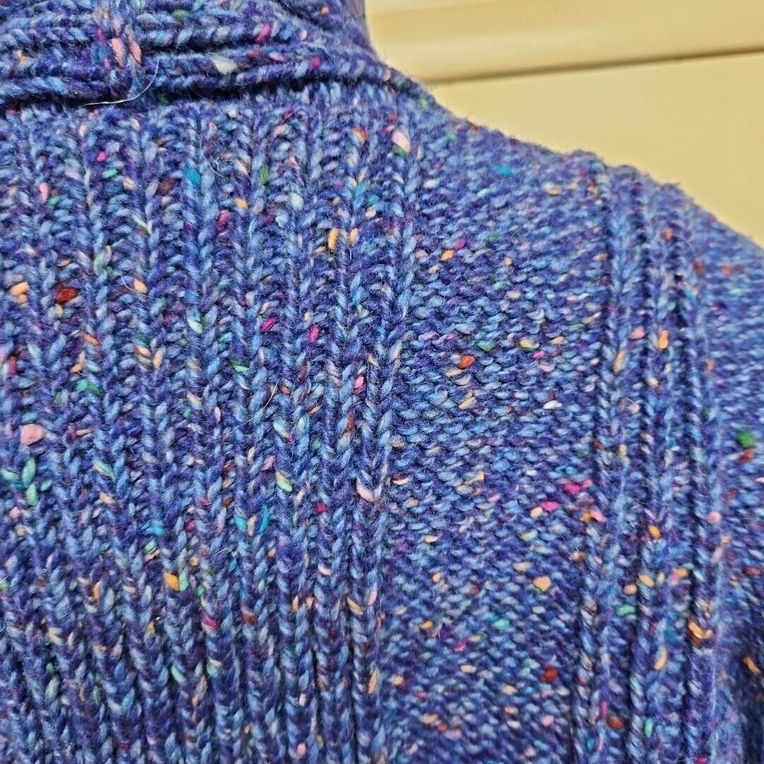 Vintage Vtg Ravelry Wool Sweater Womens M/L Purple Blue Fleck Chunky Size M / US 6-8 / IT 42-44 - 4 Thumbnail