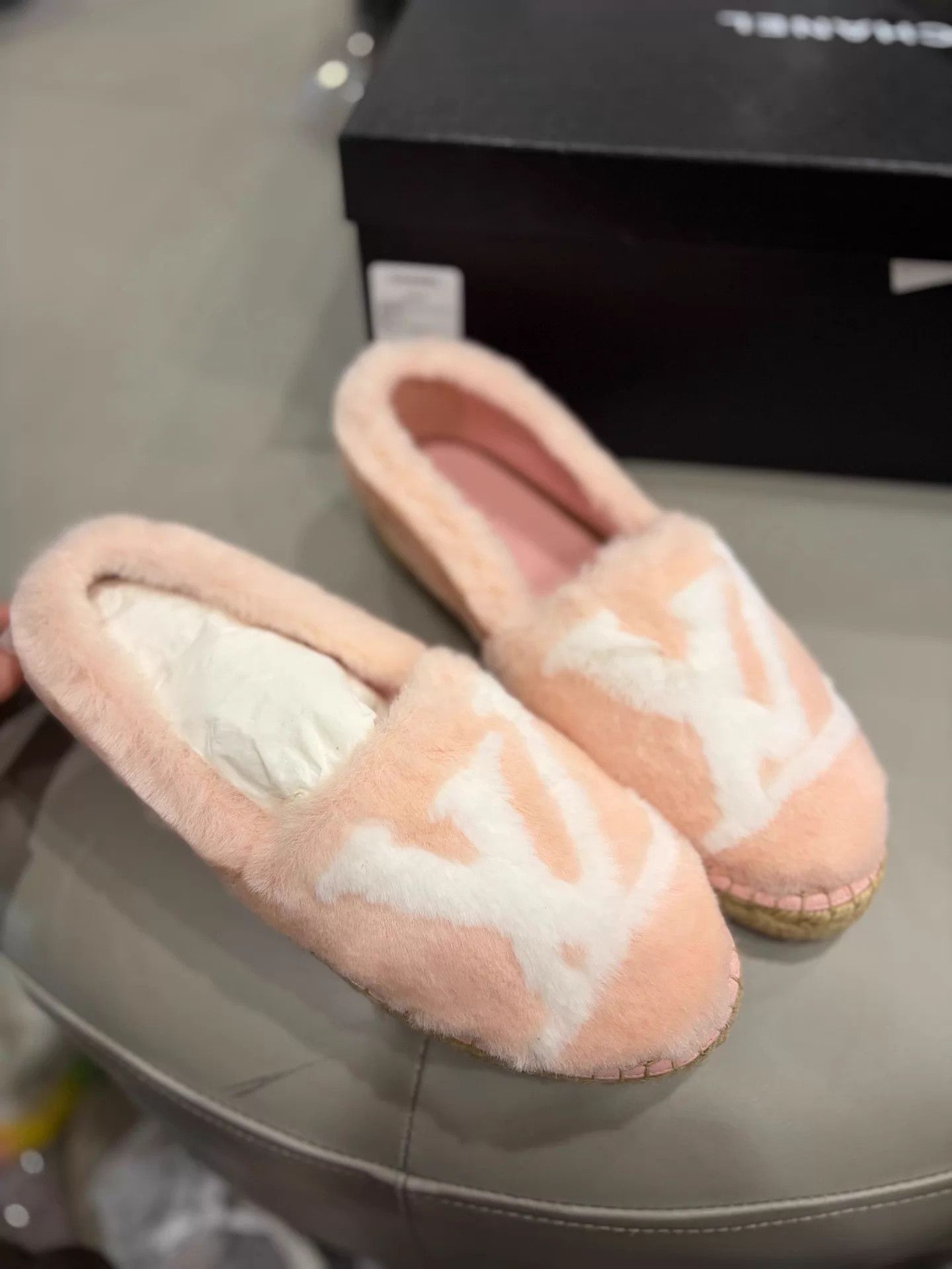 Louis Vuitton LV pink fur fisherman shoes new 35.5 Size US 5 / IT 35 - 1 Thumbnail