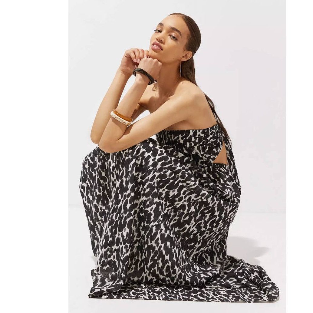 Anthropologie New Anthropologie Shirred Cut-Out Maxi Dress $180 SMALL B&W Size S / US 4 / IT 40 - 3 Thumbnail