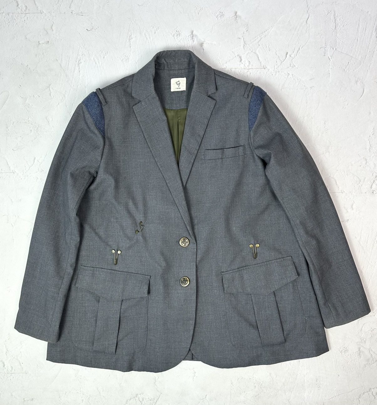 Vintage Vintage Grey Interesting Design Blazer Jacket Size US M / EU 48-50 / 2 - 2 Thumbnail