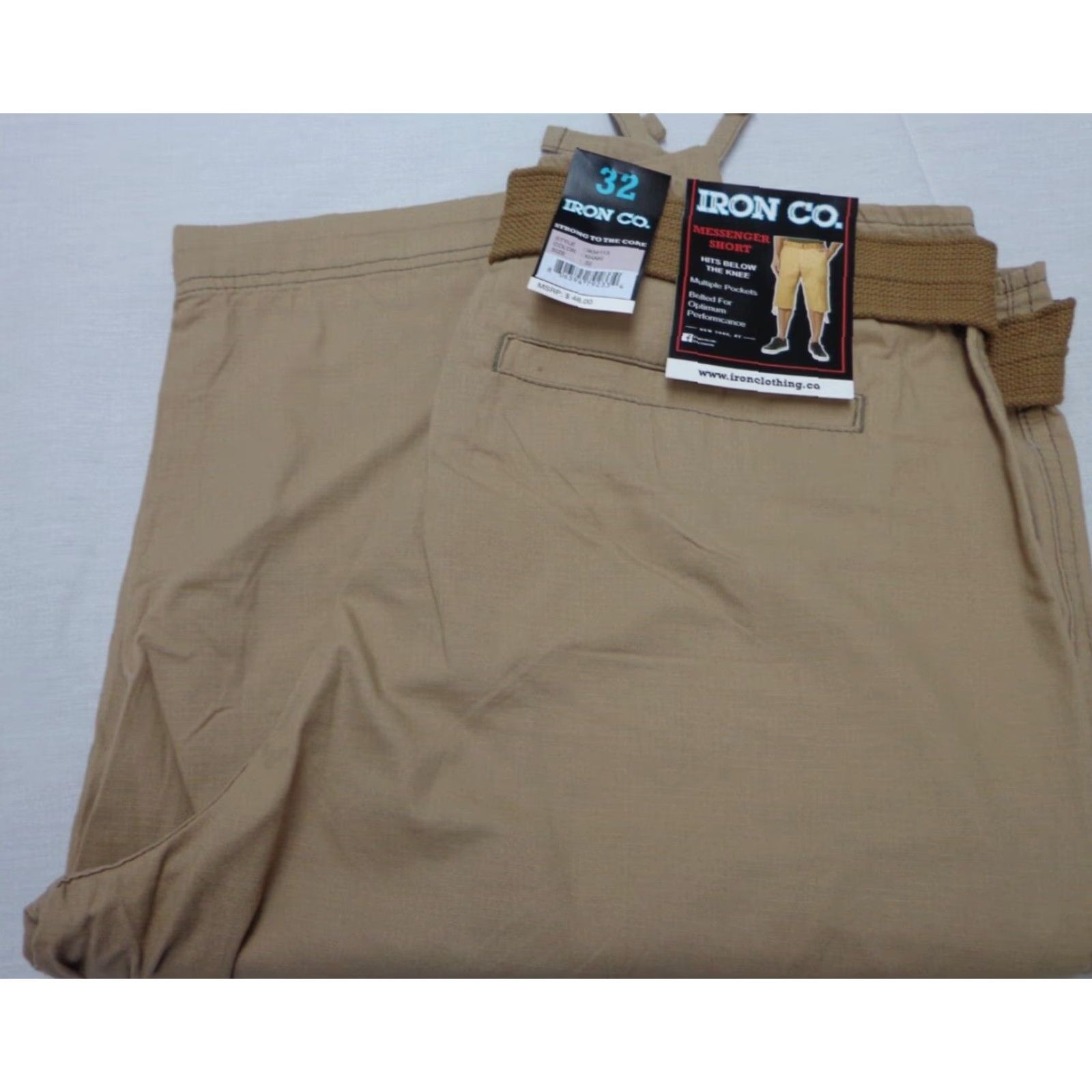 Vintage IRON CO. Cargo Shorts Belted Men Size 32 Khaki Beige NEW Cargo Shorts 90s/-? (no extra). Size US 32 / EU 48 - 2 Thumbnail