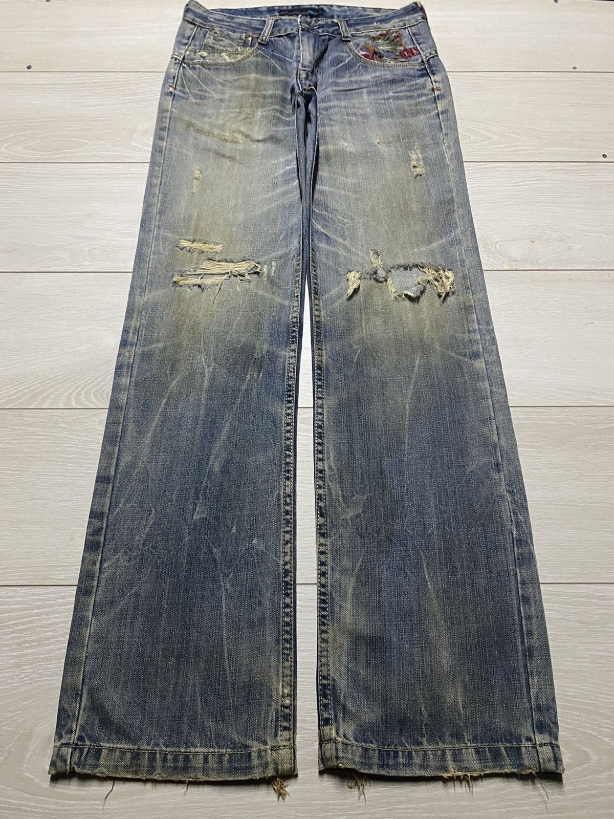 If Six Was Nine 55DSL Grunge Embroidered Logo If Six Was Nine Style Jeans Size US 30 / EU 46 - 2 Thumbnail