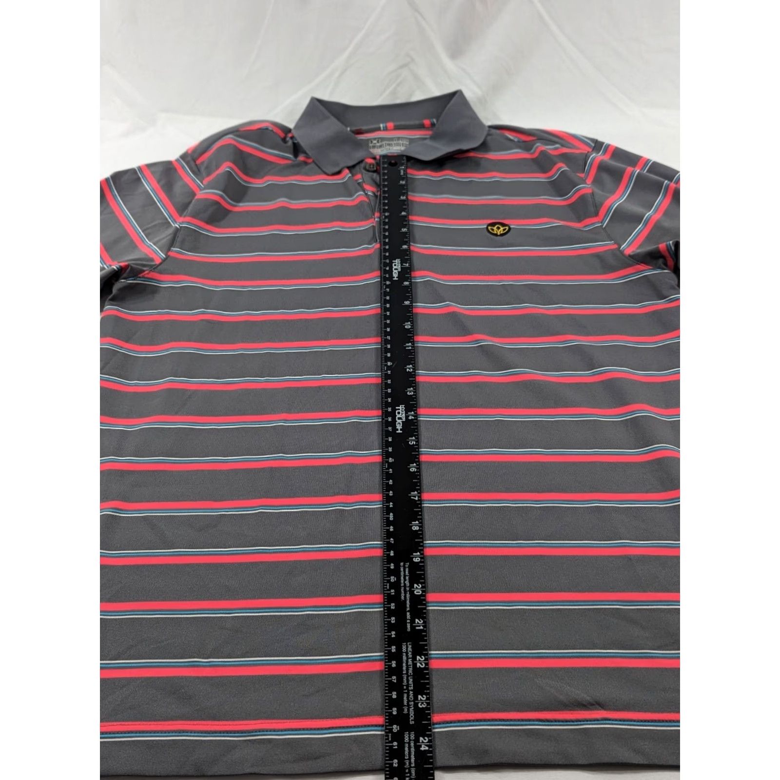 Under Armour Under Armour Polo Shirt S/S Golf Draddy Sport Multicolor Striped Gray Pink Large - Men Size US L / EU 52-54 / 3 - 5 Thumbnail