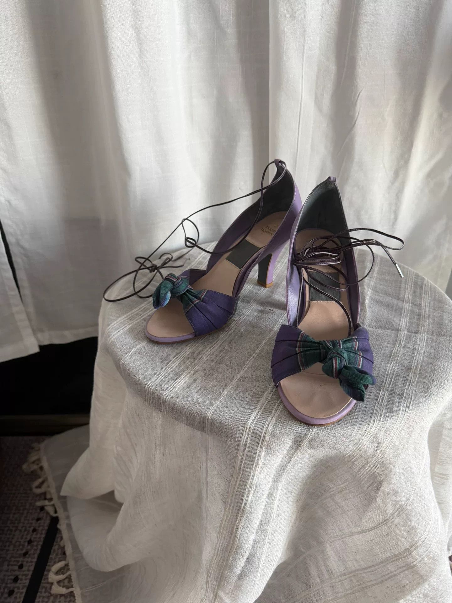 Vivienne Westwood Vivienne Westwood Checkered Strappy Lavender Heels Size US 6 / IT 36 - 1 Thumbnail
