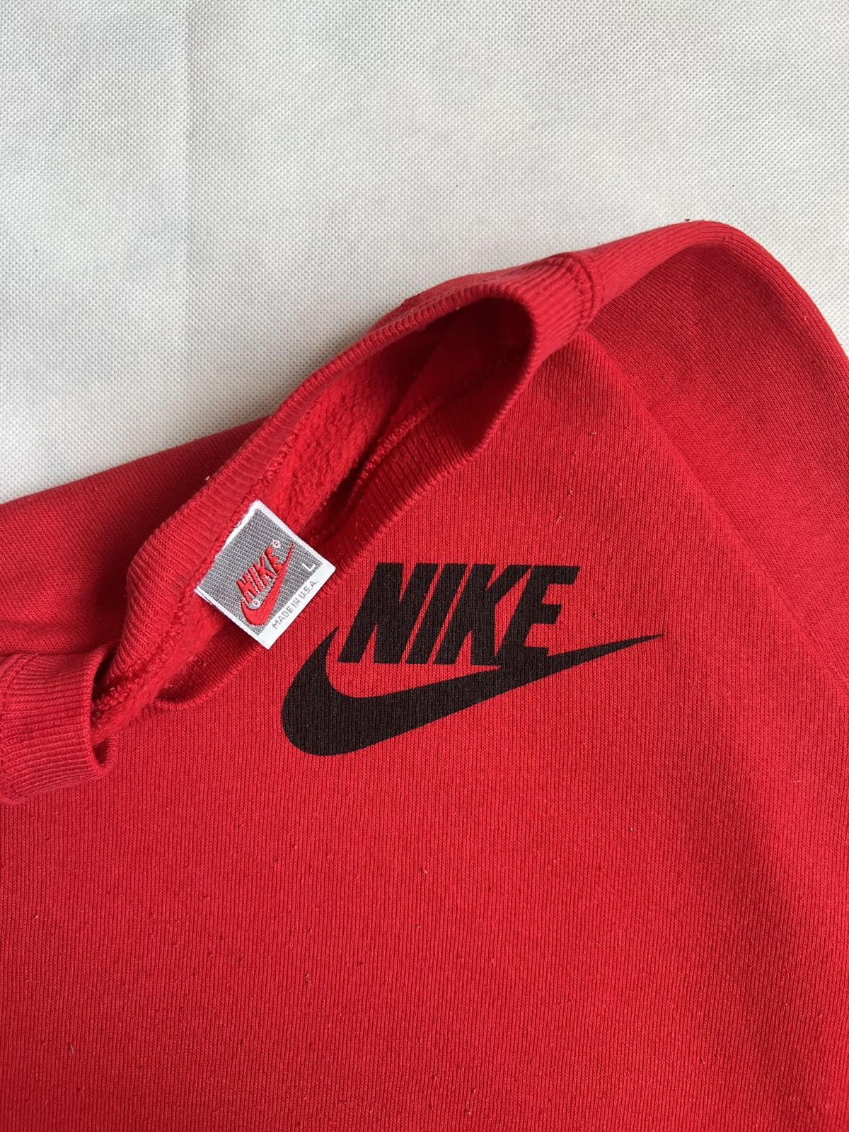 Nike Vintage 80's Nike Swoosh Red Crewneck Size US L / EU 52-54 / 3 - 2 Thumbnail