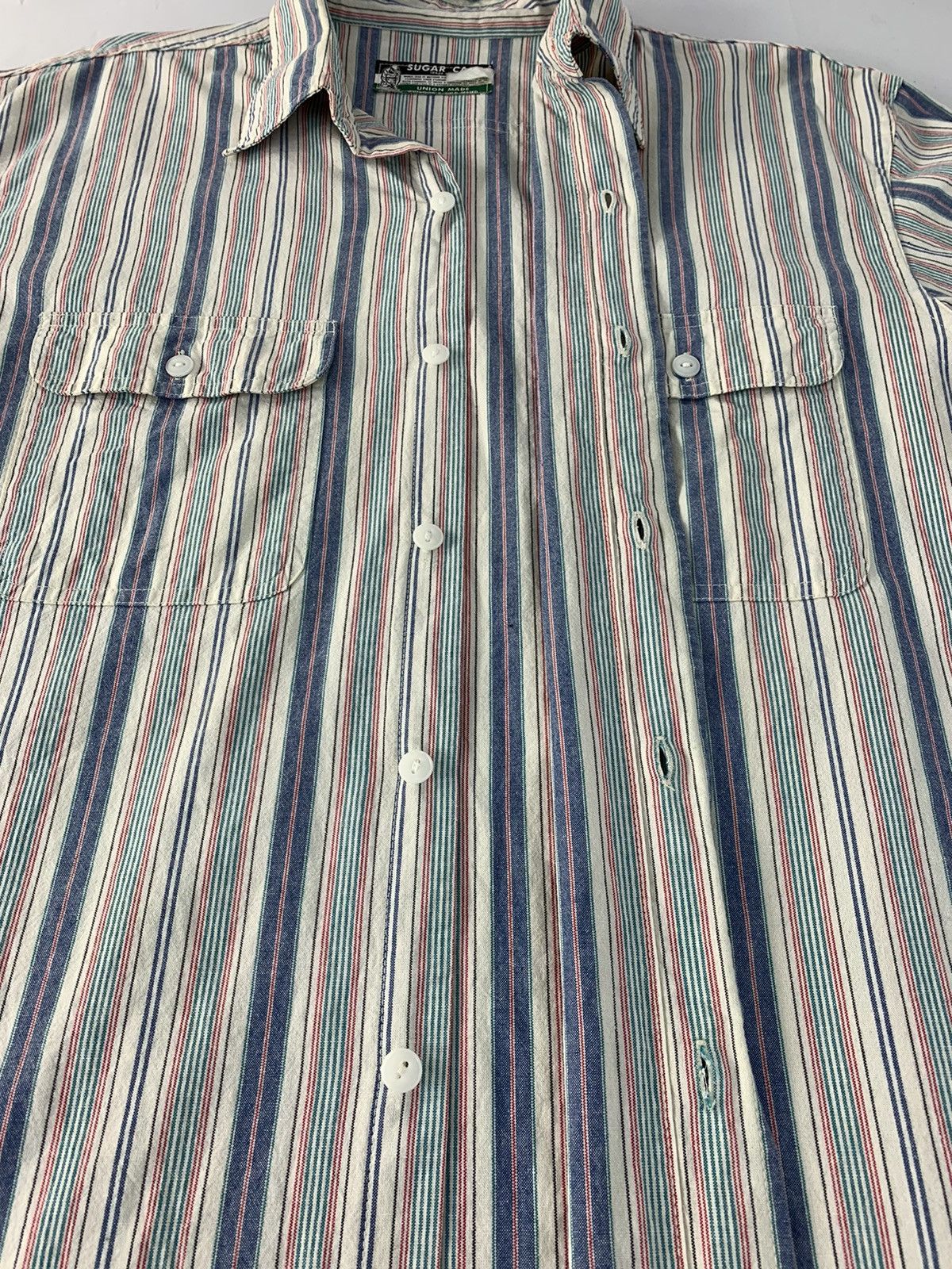 Sugar Cane 80s 90s Sugar Cane Toyo Enterprise Union Made Striped Size US L / EU 52-54 / 3 - 4 Thumbnail