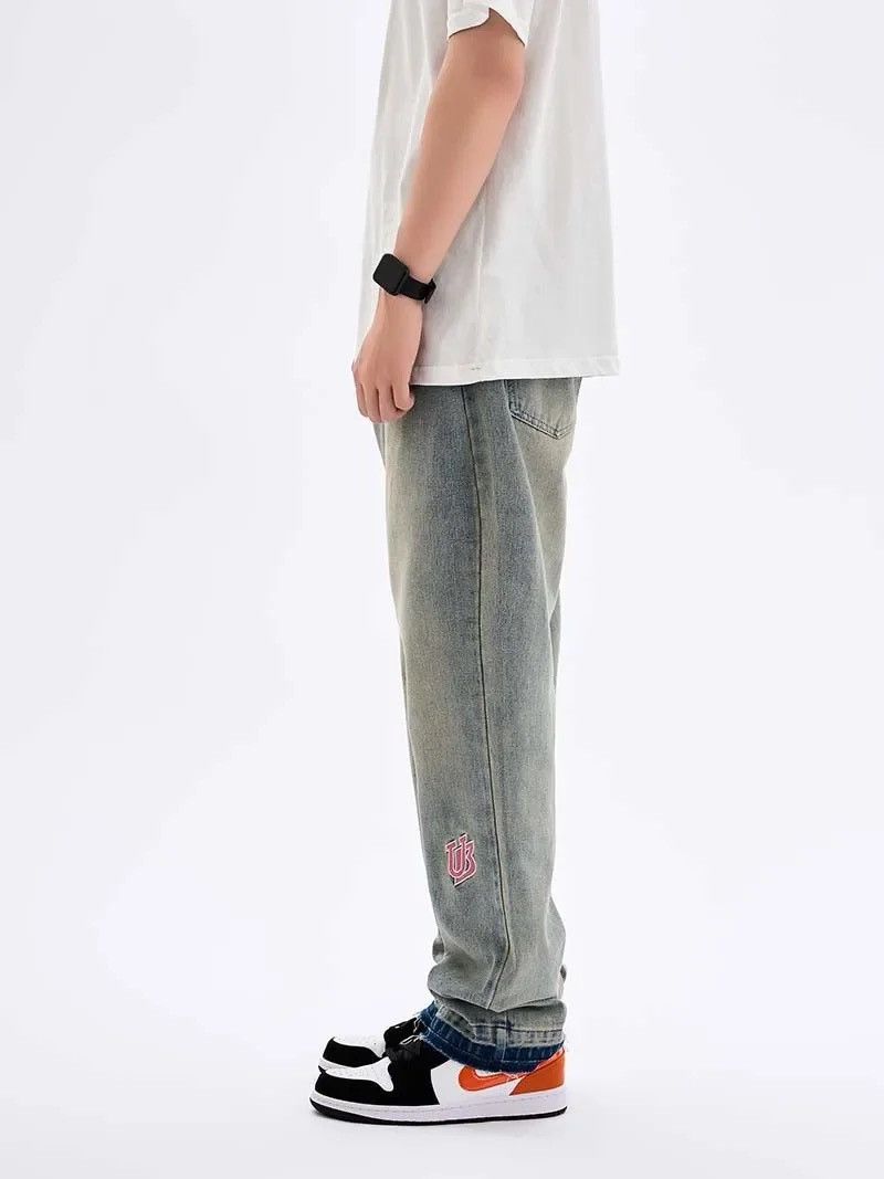 Japanese Brand × Jean Washed distressed embroidered lettering jeans Size US 34 / EU 50 - 5 Thumbnail
