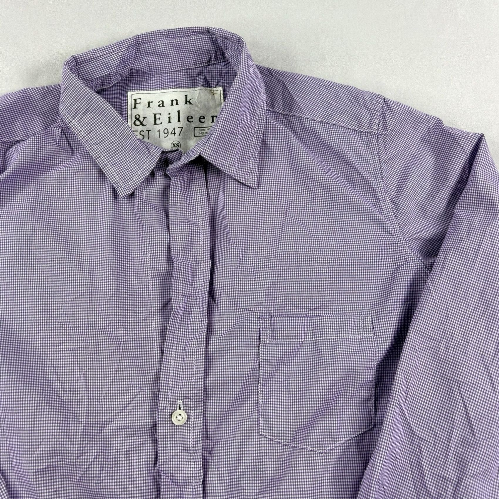 Vintage Frank & Eileen Shirt Womens XS Purple Gingham Check Button-Up Cotton Size XS / US 0-2 / IT 36-38 - 3 Thumbnail