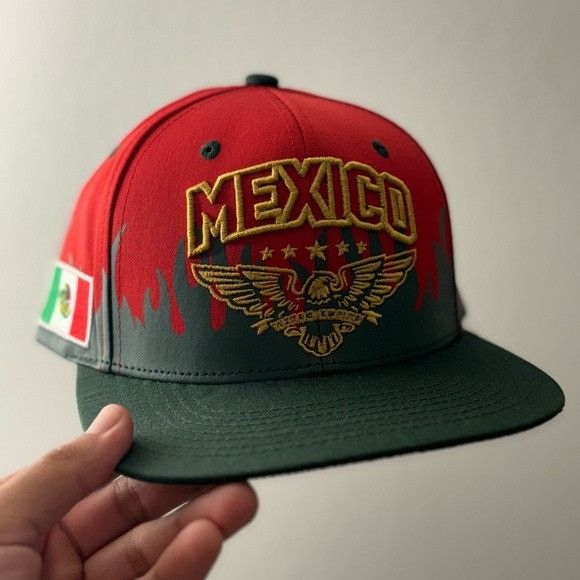 Designer MEXICO EAGLE 3D EMBROIDERY FLAMES RED FLAT BILL SNAPBACK Size ONE SIZE - 1 Thumbnail