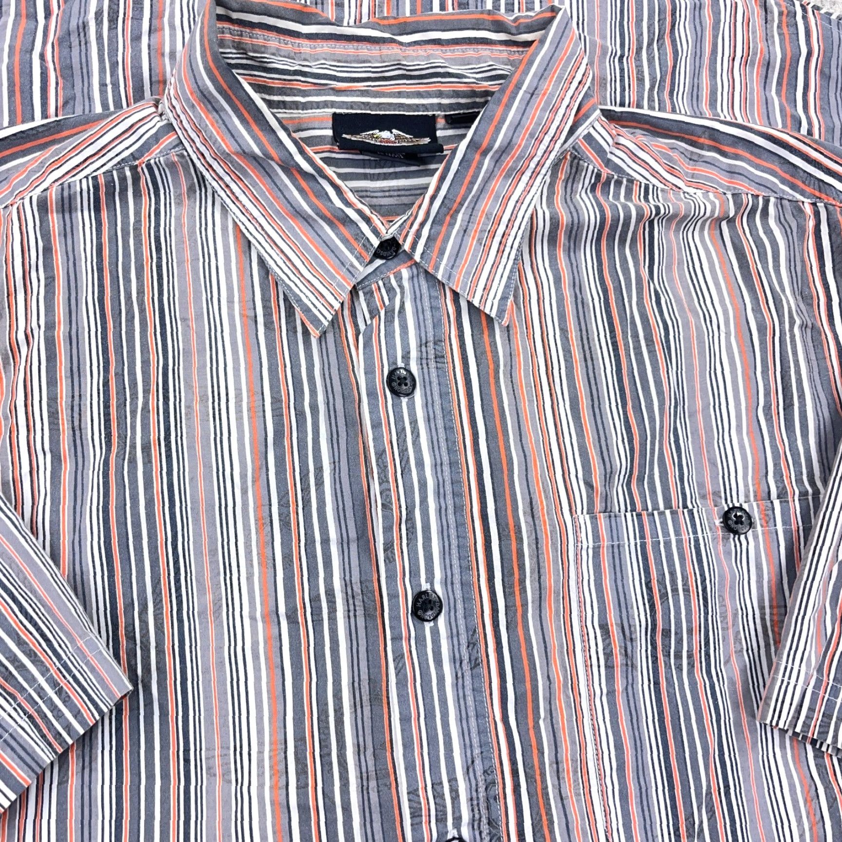 Harley Davidson Harley-Davidson Shirt Men XL Button-Up Striped Winged Skull Tencil Print AOP Y2K Size US XL / EU 56 / 4 - 2 Thumbnail