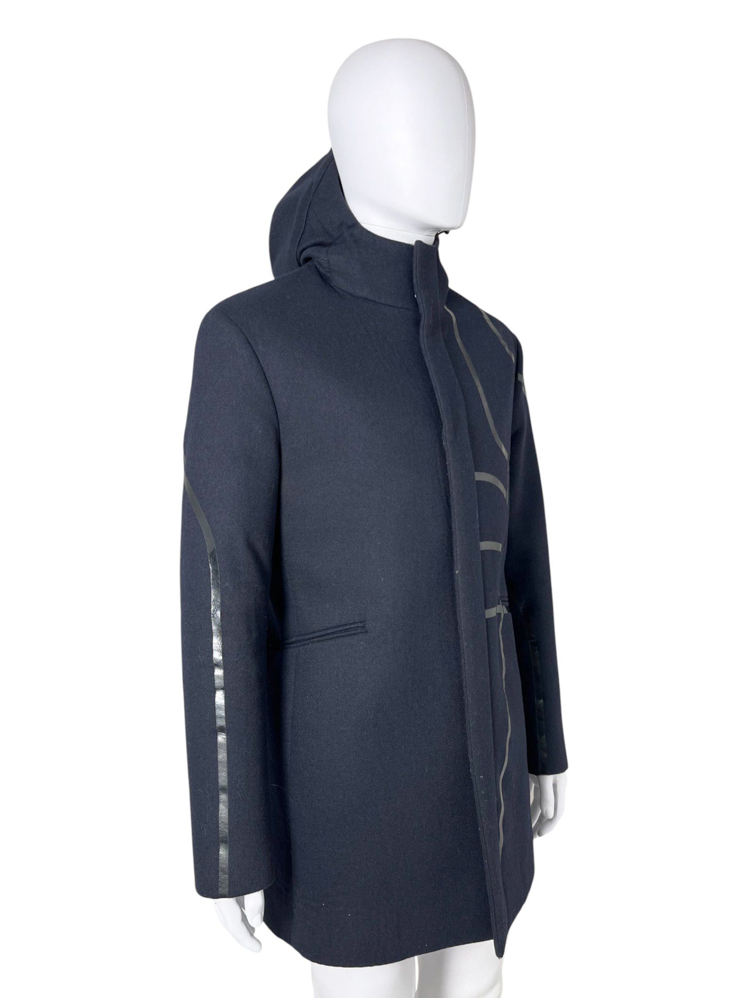 Dirk Bikkembergs 2010's Blue Wool Hooded Parka Size US L / EU 52-54 / 3 - 2 Thumbnail