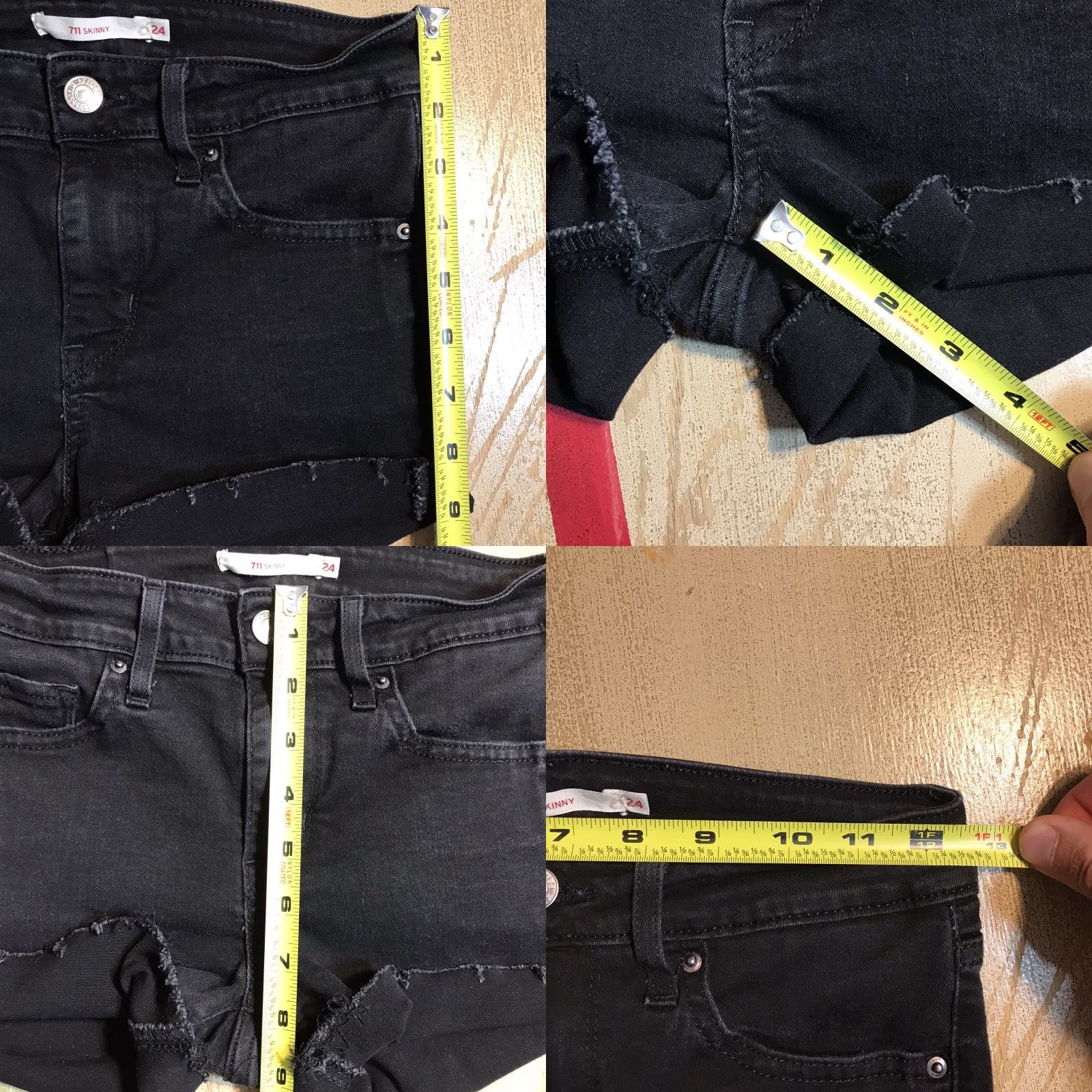 Levi's Levis Classic Cuffed Denim Black Cut Off Shorts Raw Hem Zip Fly Womens Tag 24 Regular 5-Pocket Denim Vintage No 90s Theme Women Size 42" / US 20 - 8 Thumbnail