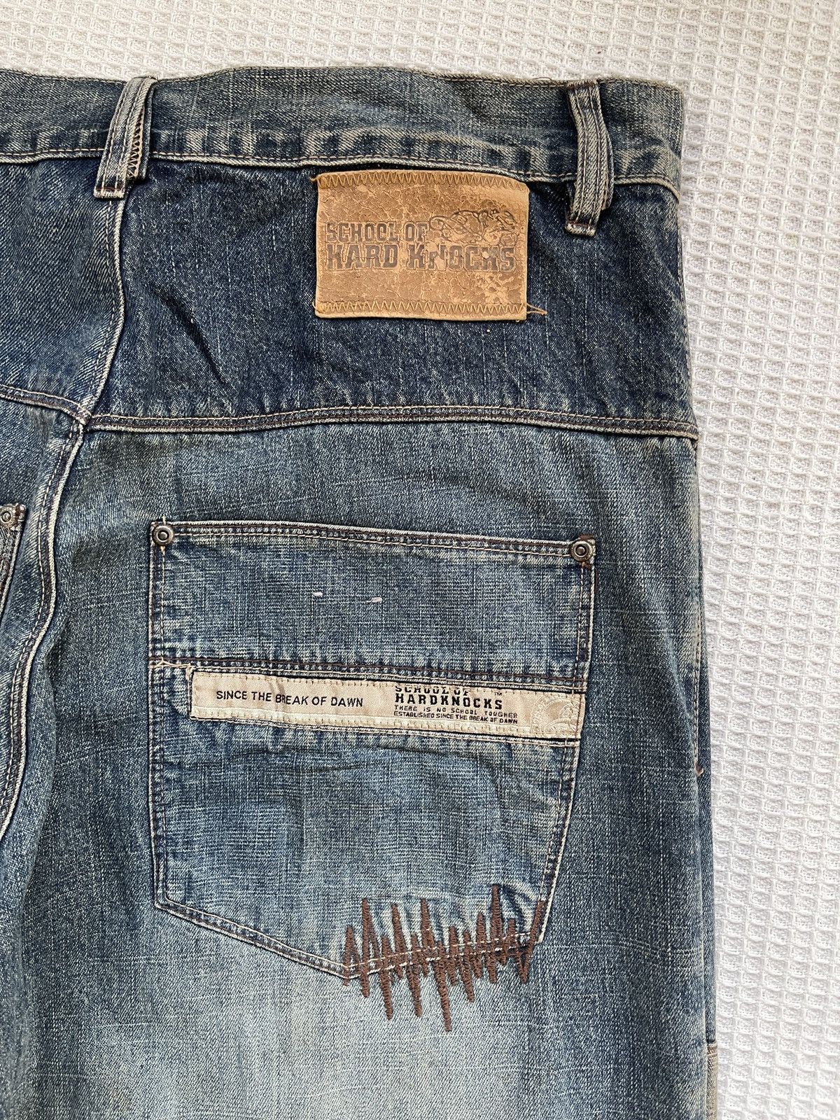 JNCO Rarerest🔥School Of Hard Knocks Skates Baggy Patchwork jeans Size US 35 - 9 Thumbnail