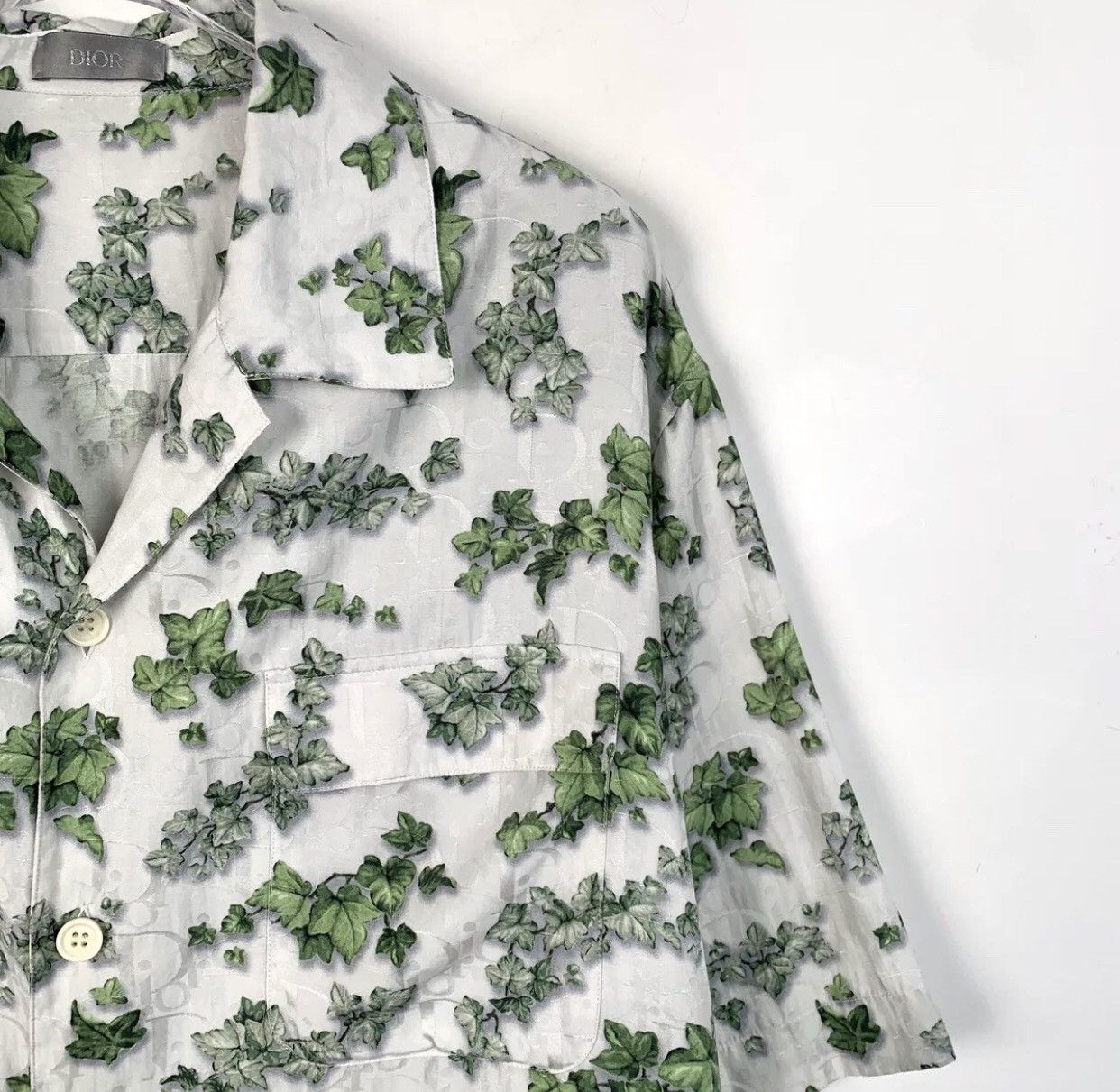 Dior Dior Green Logo Dark Pattern Full Silk Short Sleeve Shirt Size US M / EU 48-50 / 2 - 4 Thumbnail
