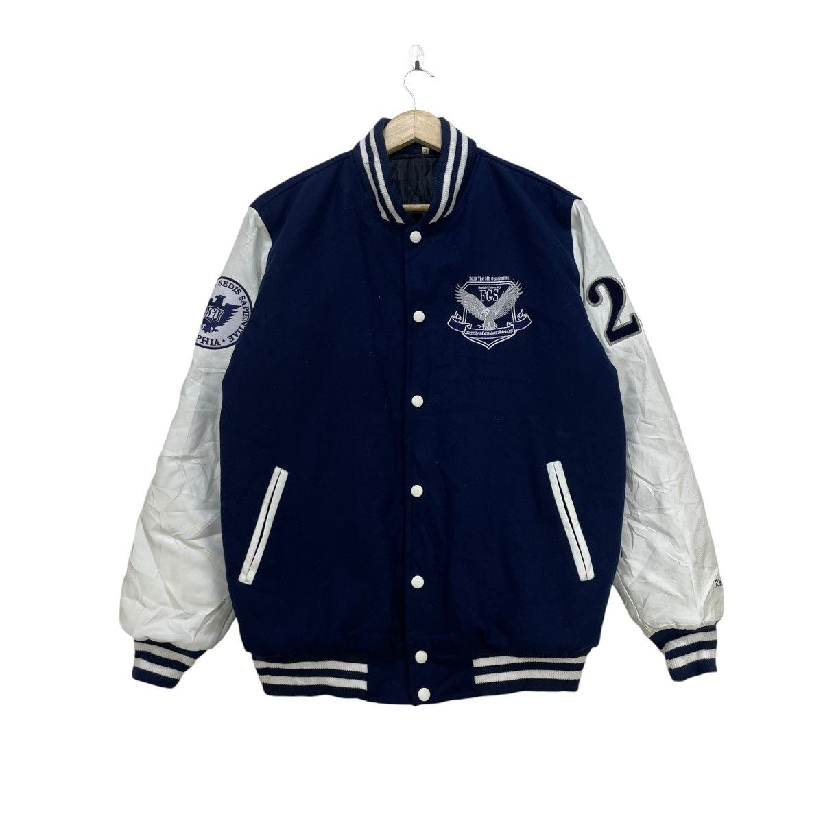Vintage Vintage Sophia University Varsity Bomber Jacket Size US M / EU 48-50 / 2 - 2 Thumbnail