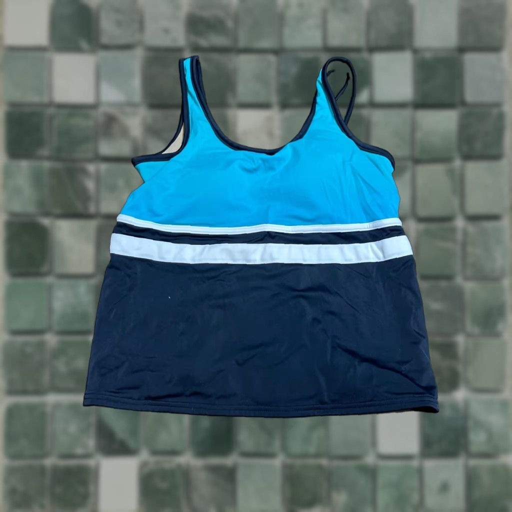 Vintage LL Bean Tankini Tank Top Womens 8 Black Blue Swim Top One Piece Tankini Top Beach Swim UV Modesty Womens Size M / US 6-8 / IT 42-44 - 1 Thumbnail