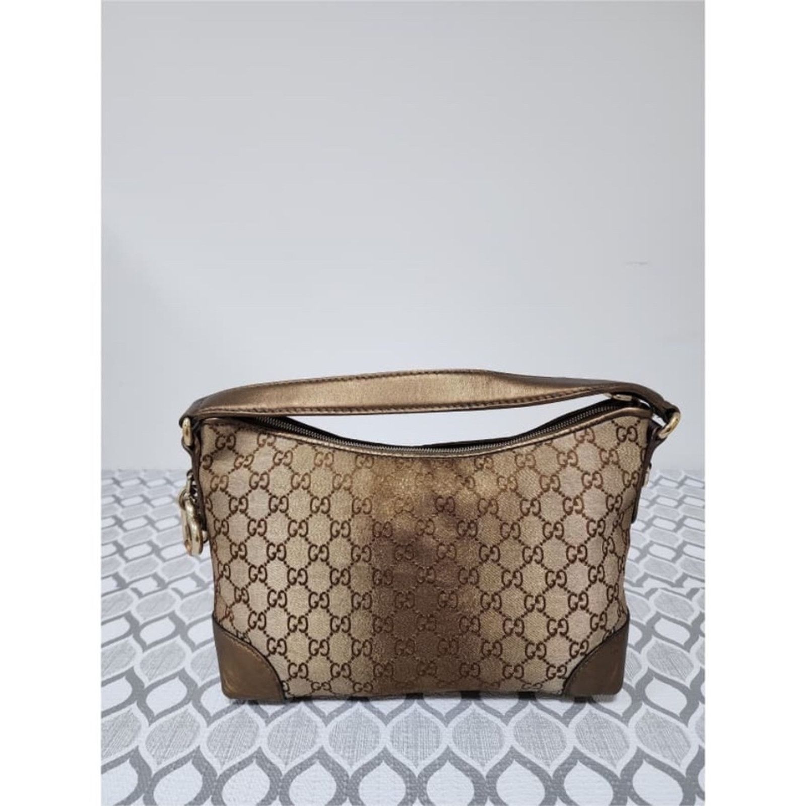 Gucci Authentic Gucci GG Canvas Heart Bit Hobo Bag Brown Size ONE SIZE - 6 Thumbnail