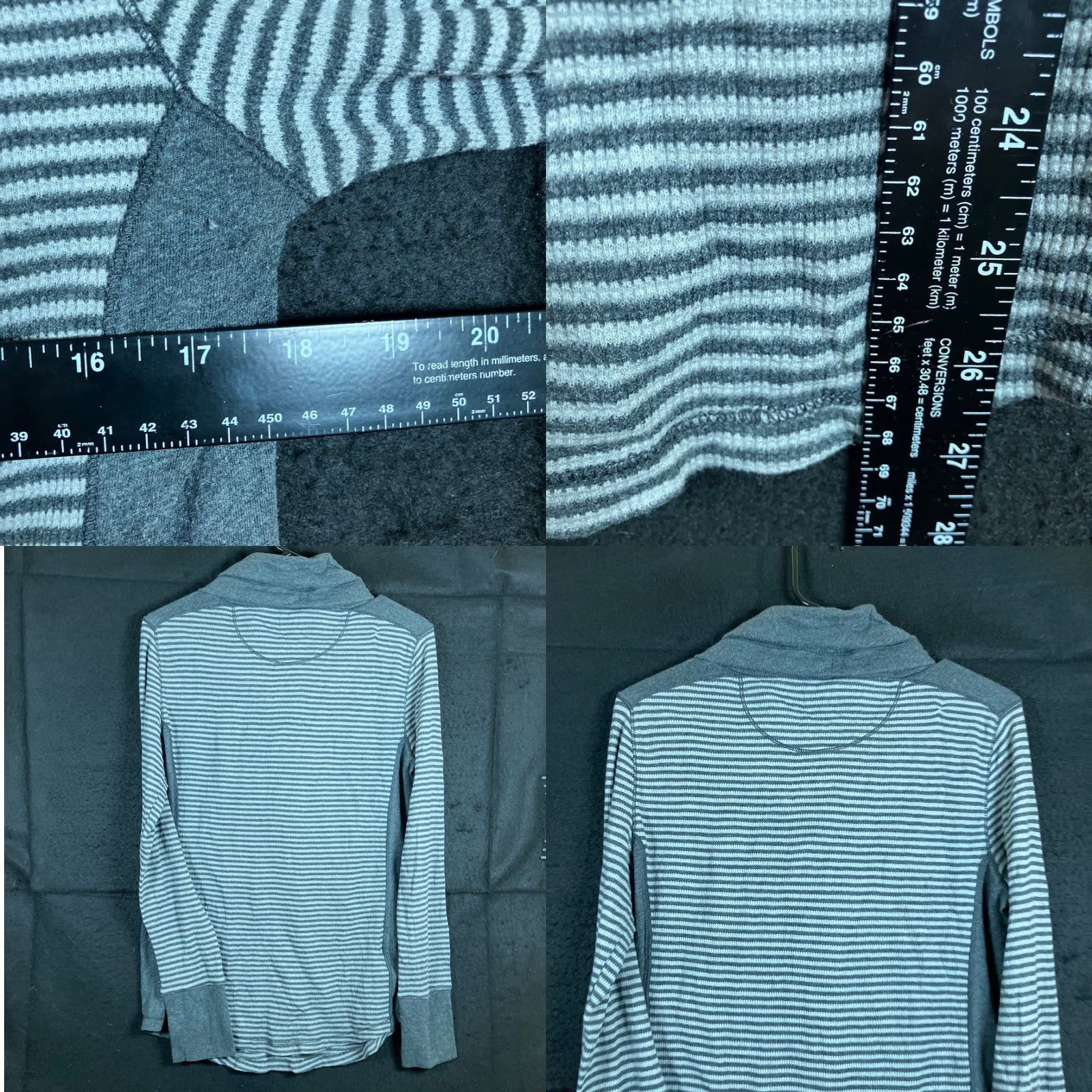 Eddie Bauer VINTAGE Eddie Bauer Womens Sweatshirt Gray White Striped Outdoor Cowl Neck Thermal L Size L / US 10 / IT 46 - 8 Thumbnail