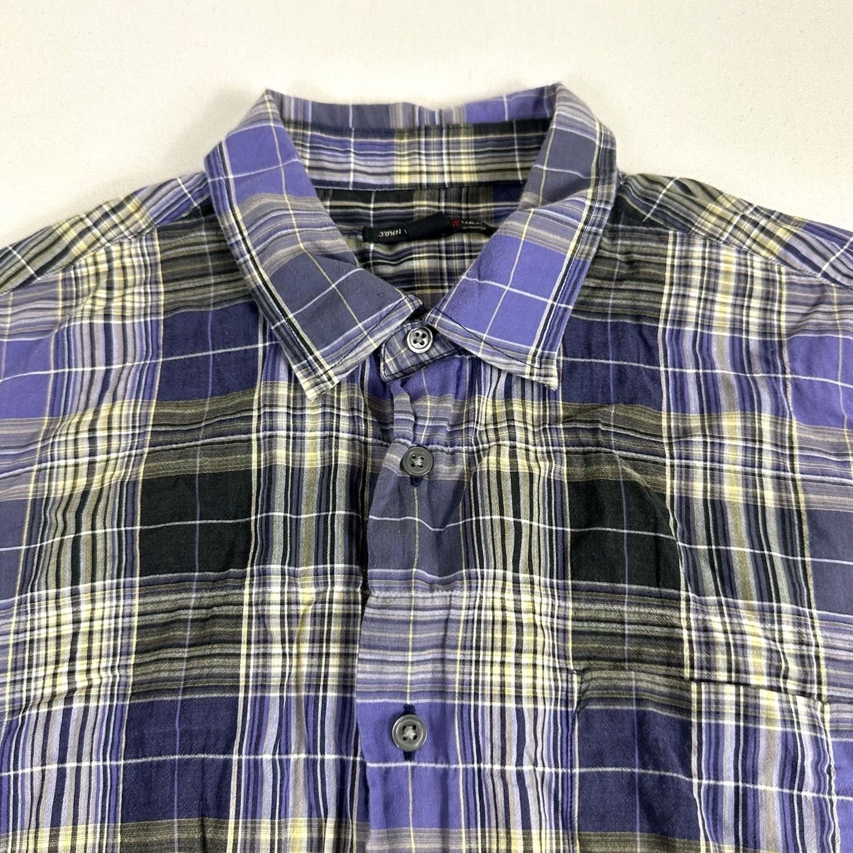 John Varvatos John Varvatos Shirt Button-Up Plaid Long Sleeve Purple Mens Large Collared Button-Down Cotton Lightweight All Seasons Regular Size US L / EU 52-54 / 3 - 4 Thumbnail